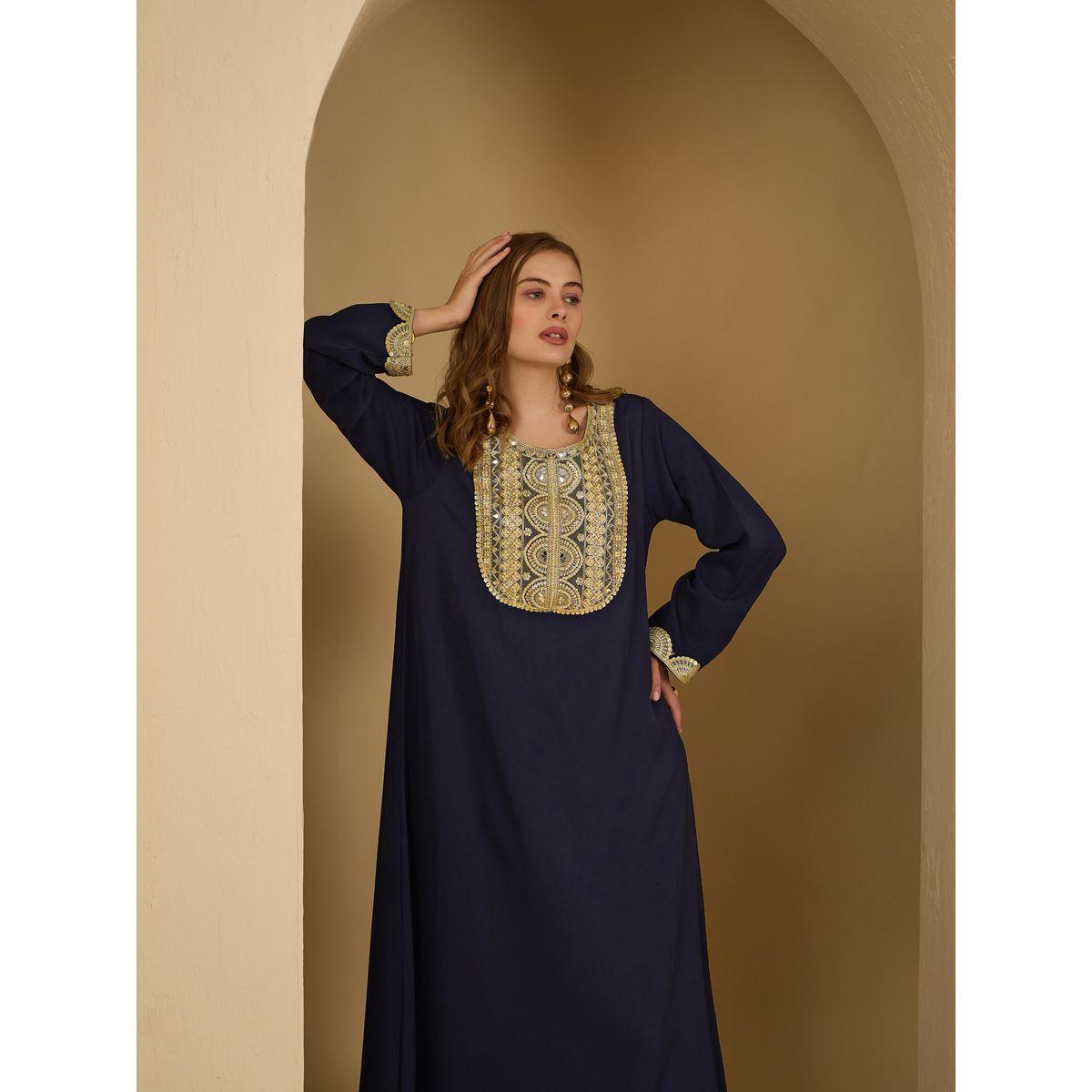 جلابية بتفاصيل دانتيل وياقة دائرية-women-arabicclothing-jalabiyas-image-6