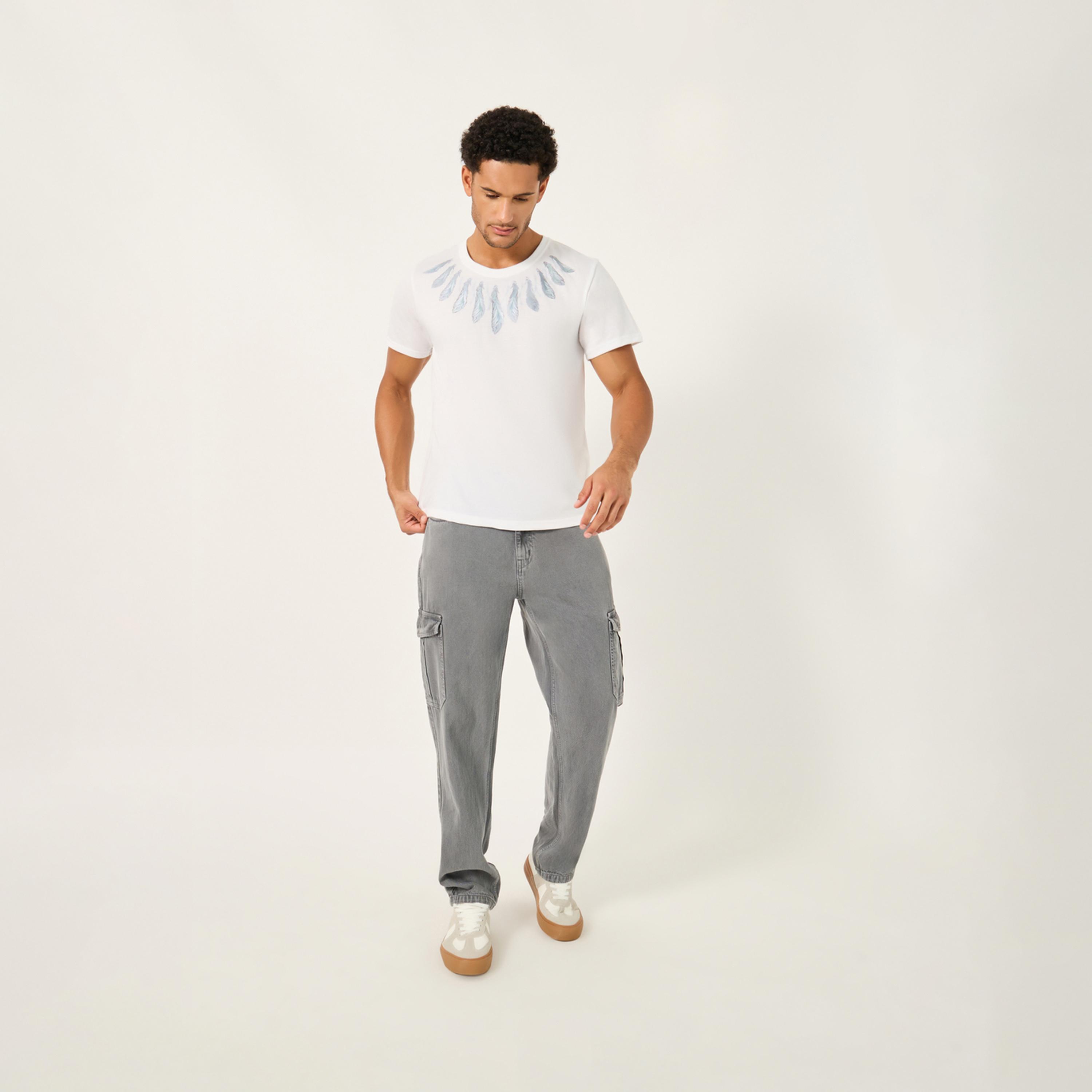 ستايلي - تي شيرت كبير الحجم بياقة دائرية وطبعة-men-clothing-tshirtsandpolos-tshirts-image-2