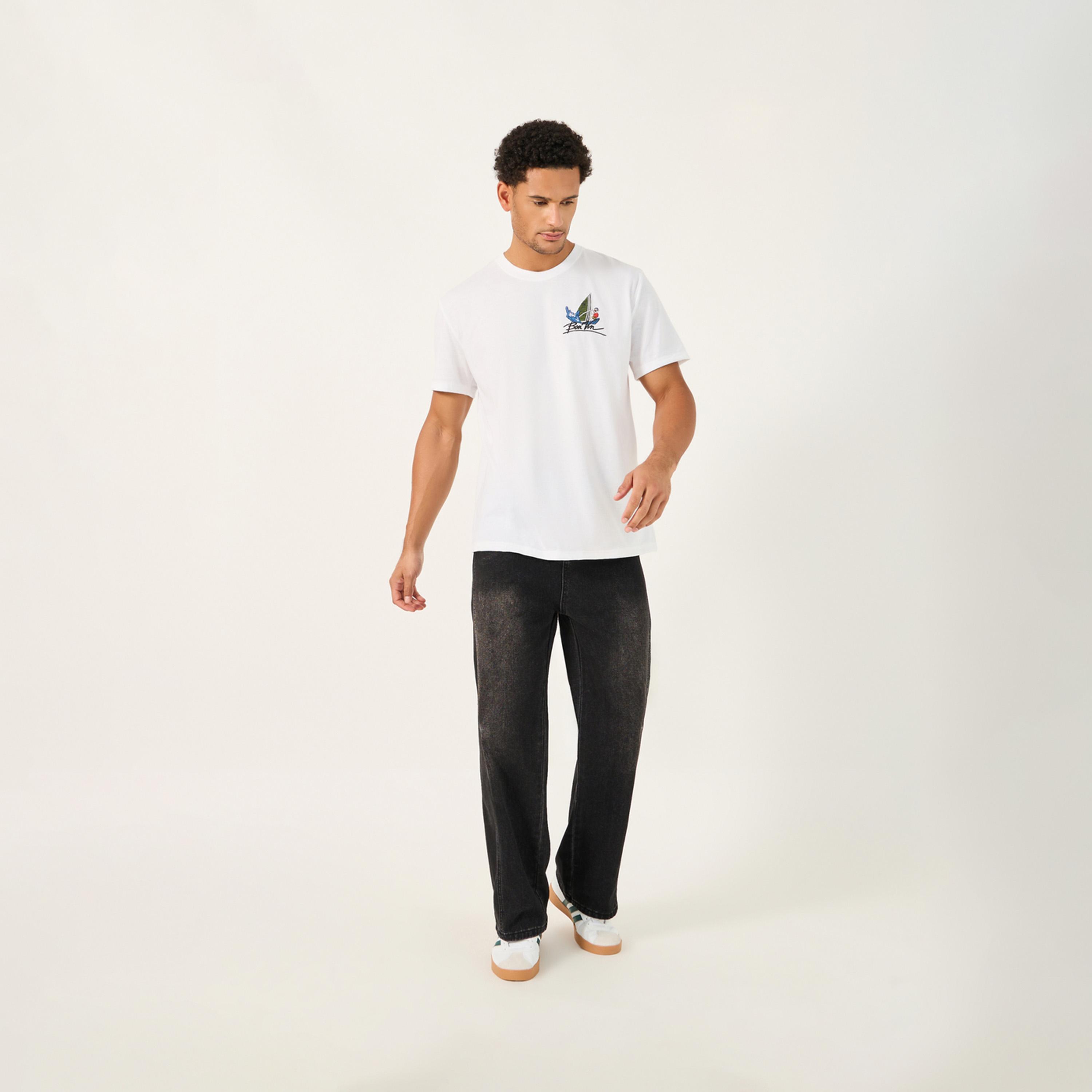 ستايلي - تي شيرت كبير الحجم بياقة دائرية وطبعة جرافيكية-men-clothing-tshirtsandpolos-tshirts-image-3