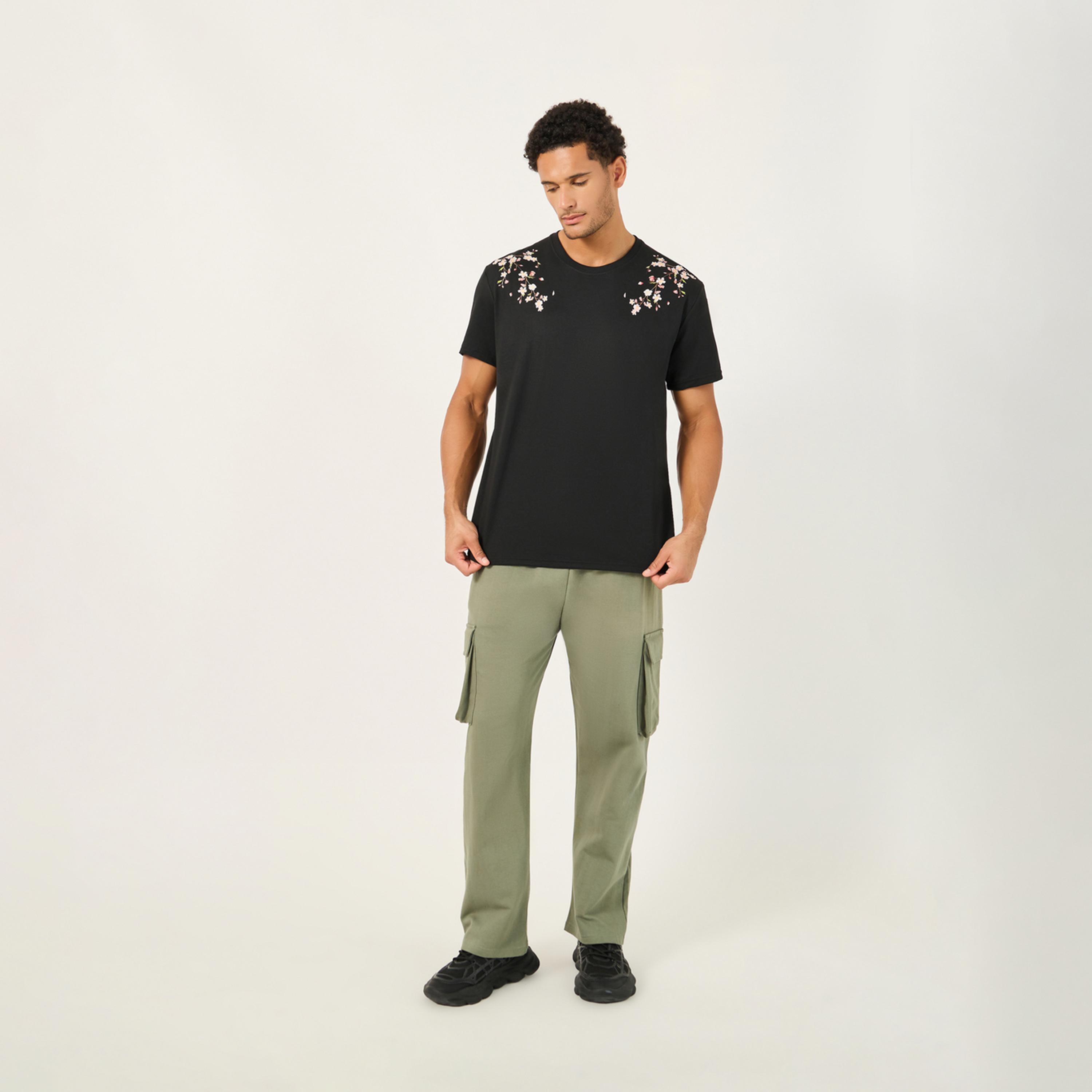 ستايلي - تي شيرت كبير الحجم بياقة دائرية وطبعة-men-clothing-tshirtsandpolos-tshirts-image-2