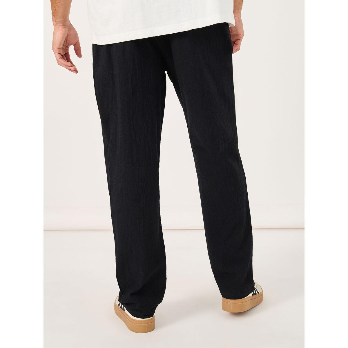 بنطال منسوج بقصة مريحة ورباط خصر-men-clothing-bottoms-trousersandchinos-trousers-image-4