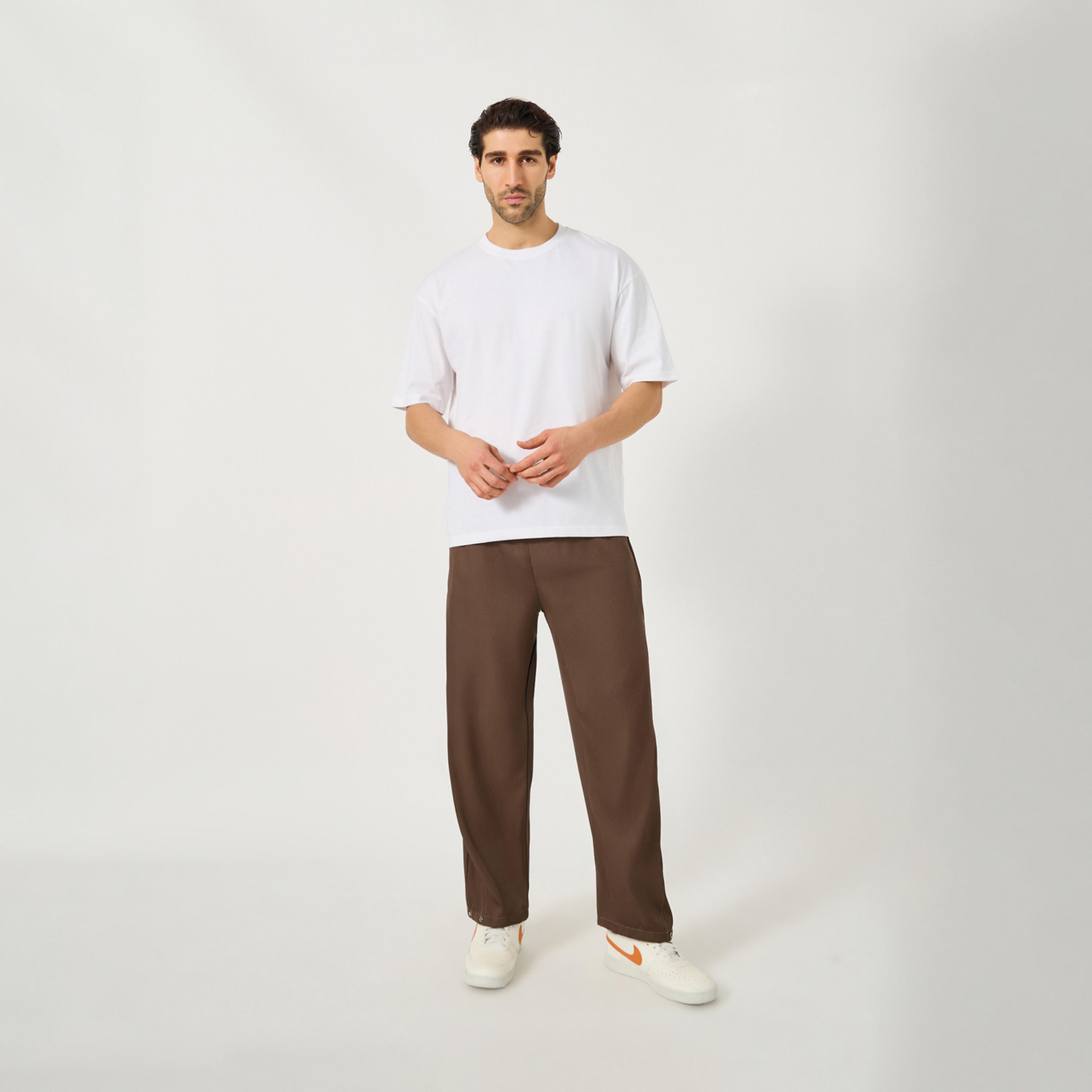 Styli Solid Loose Fit Mid Rise Pants with Drawstring-men-clothing-bottoms-trousersandchinos-trousers-image-2