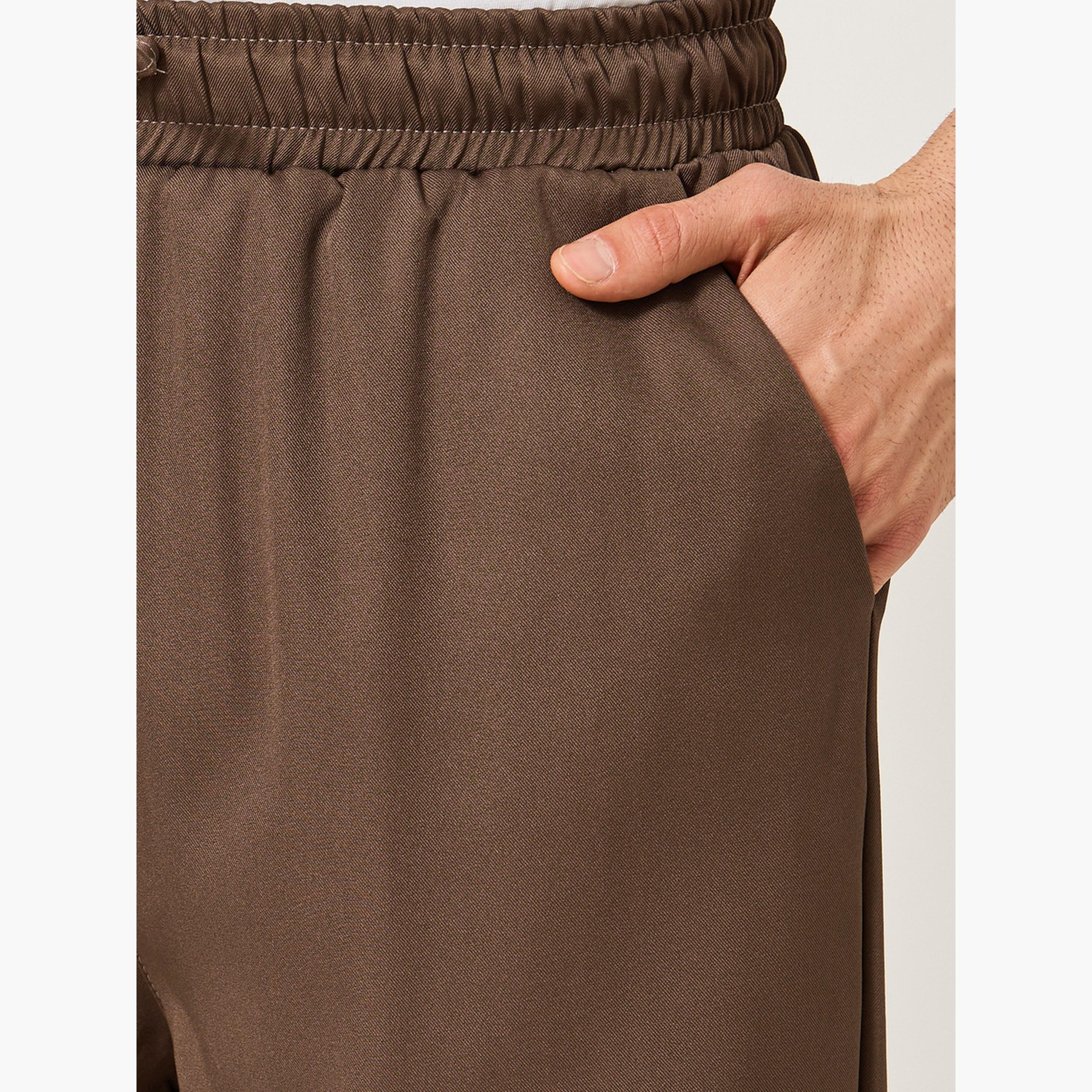 Styli Solid Loose Fit Mid Rise Pants with Drawstring-men-clothing-bottoms-trousersandchinos-trousers-image-3