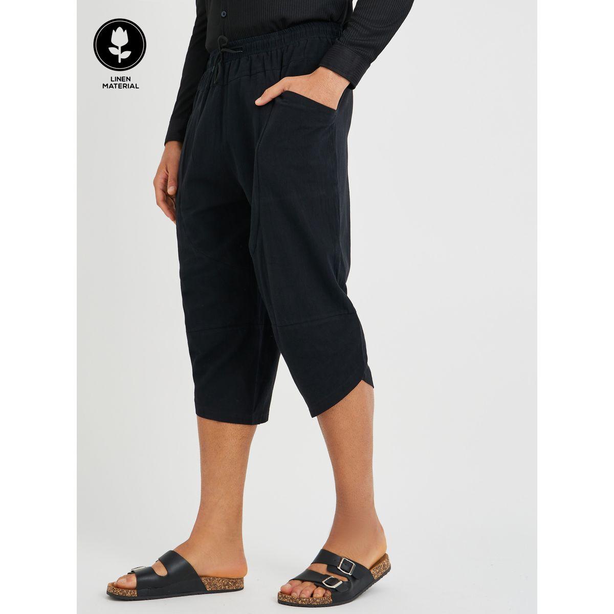 بنطال قطن كتان منسوج مع أربطة-men-clothing-bottoms-trousersandchinos-trousers-image-1