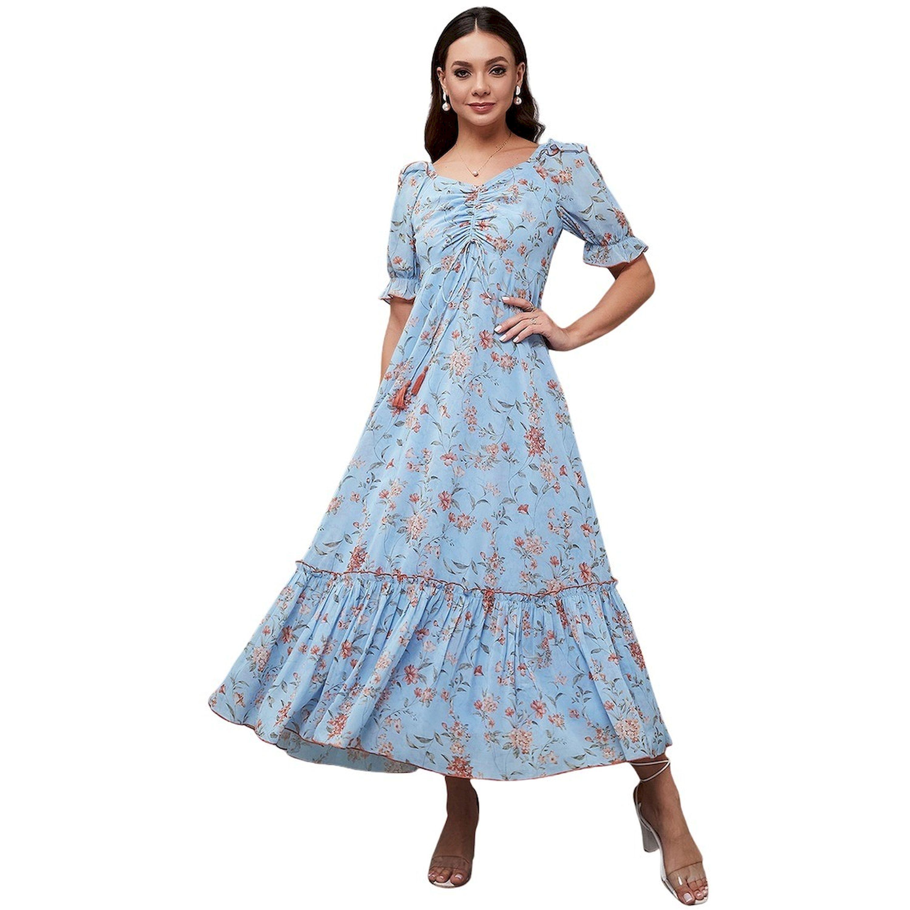 Styli All-Over Printed Ruched Detail A-Line Maxi Dress-women-clothing-dresses-image-1