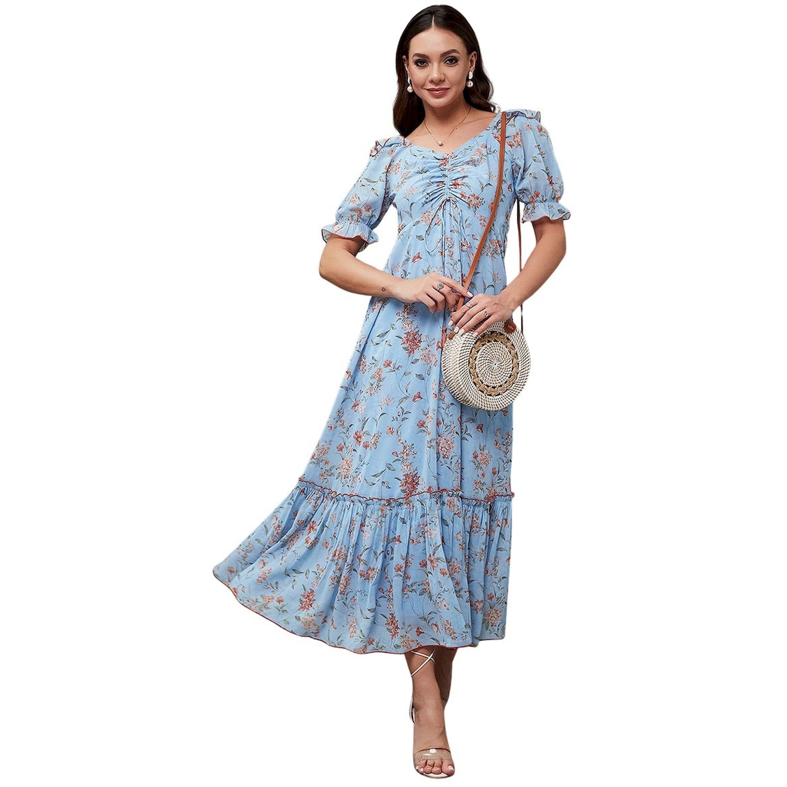 Styli All-Over Printed Ruched Detail A-Line Maxi Dress-women-clothing-dresses-image-6