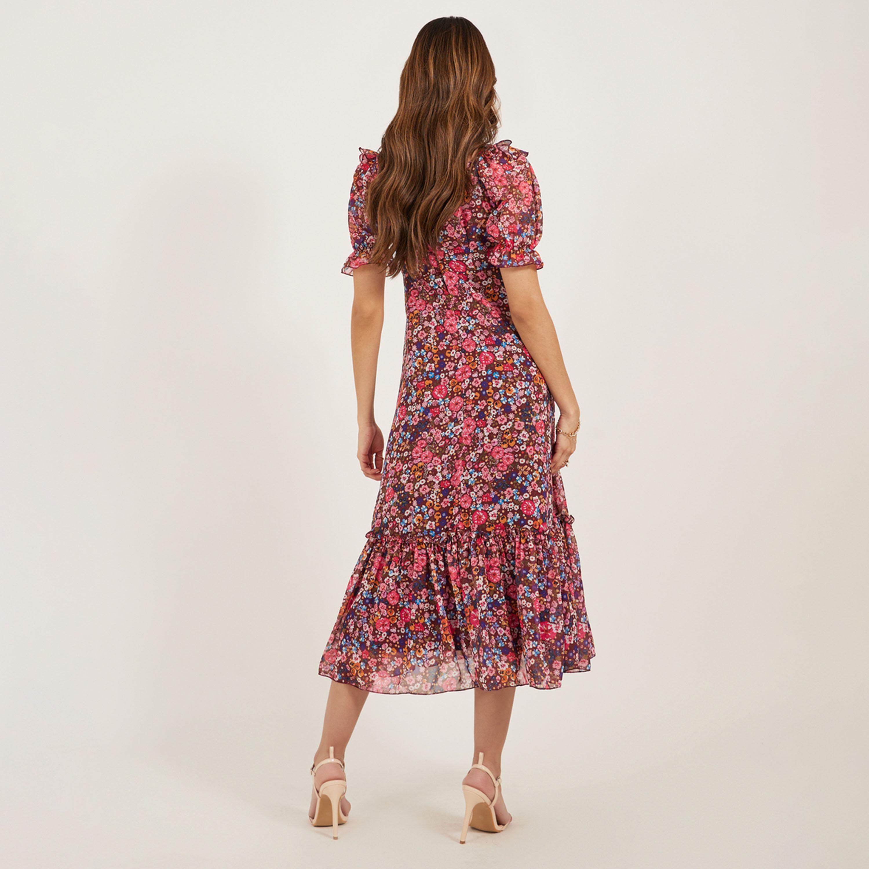 ستايلي-  فستان ميدي بطبقات وأكمام منفوخة-women-clothing-dresses-image-5