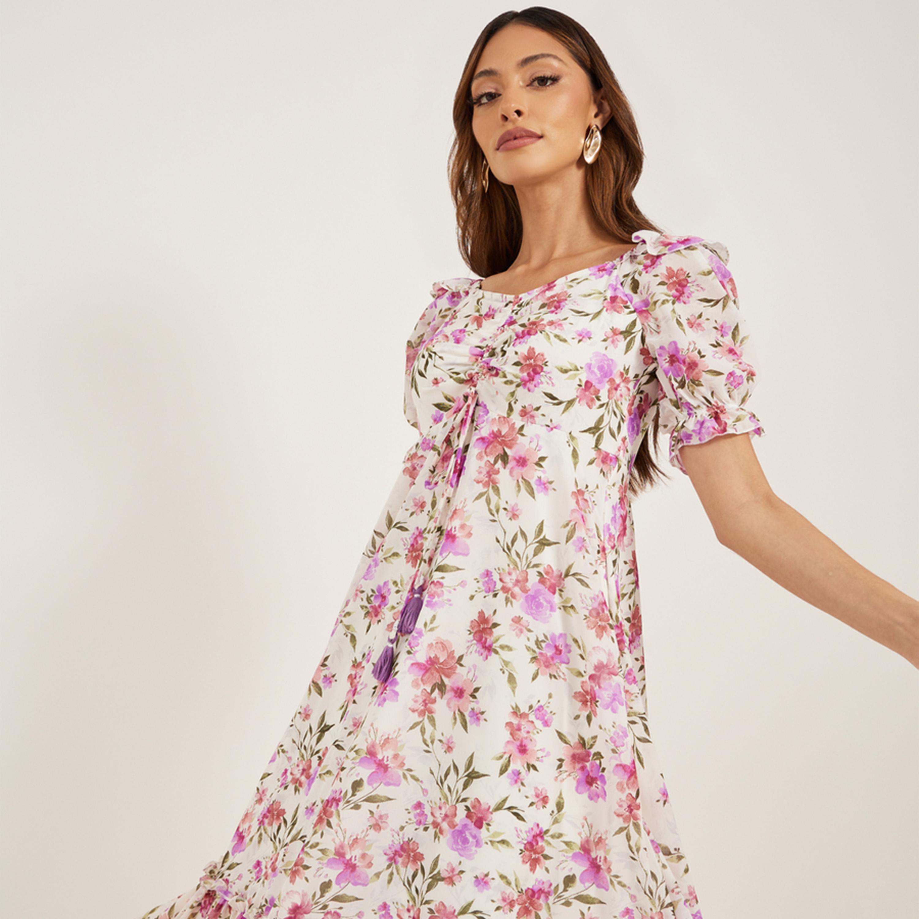 Styli Printed Puff Sleeve Tiered Midi Dress-women-clothing-dresses-image-4