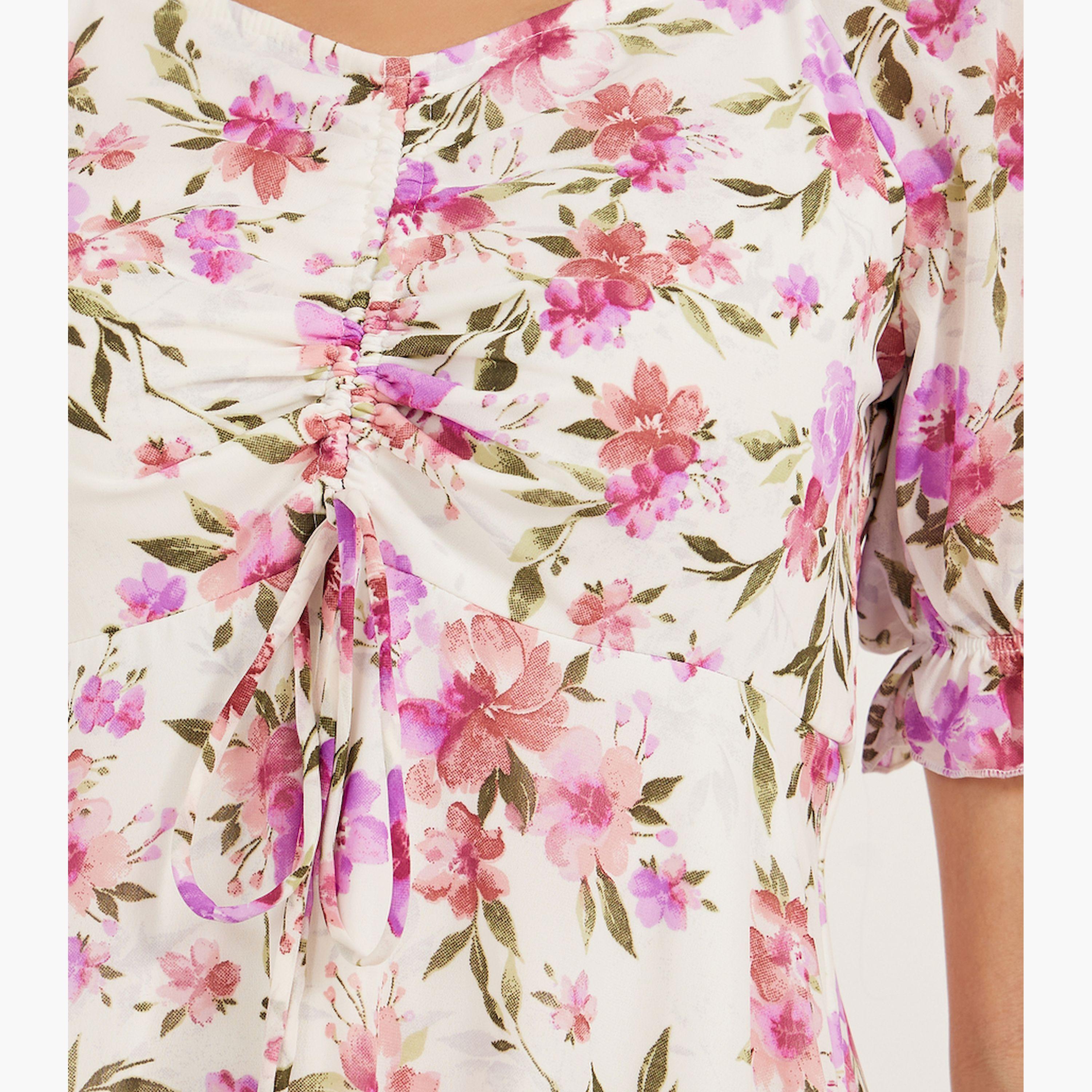 Styli Printed Puff Sleeve Tiered Midi Dress-women-clothing-dresses-image-5