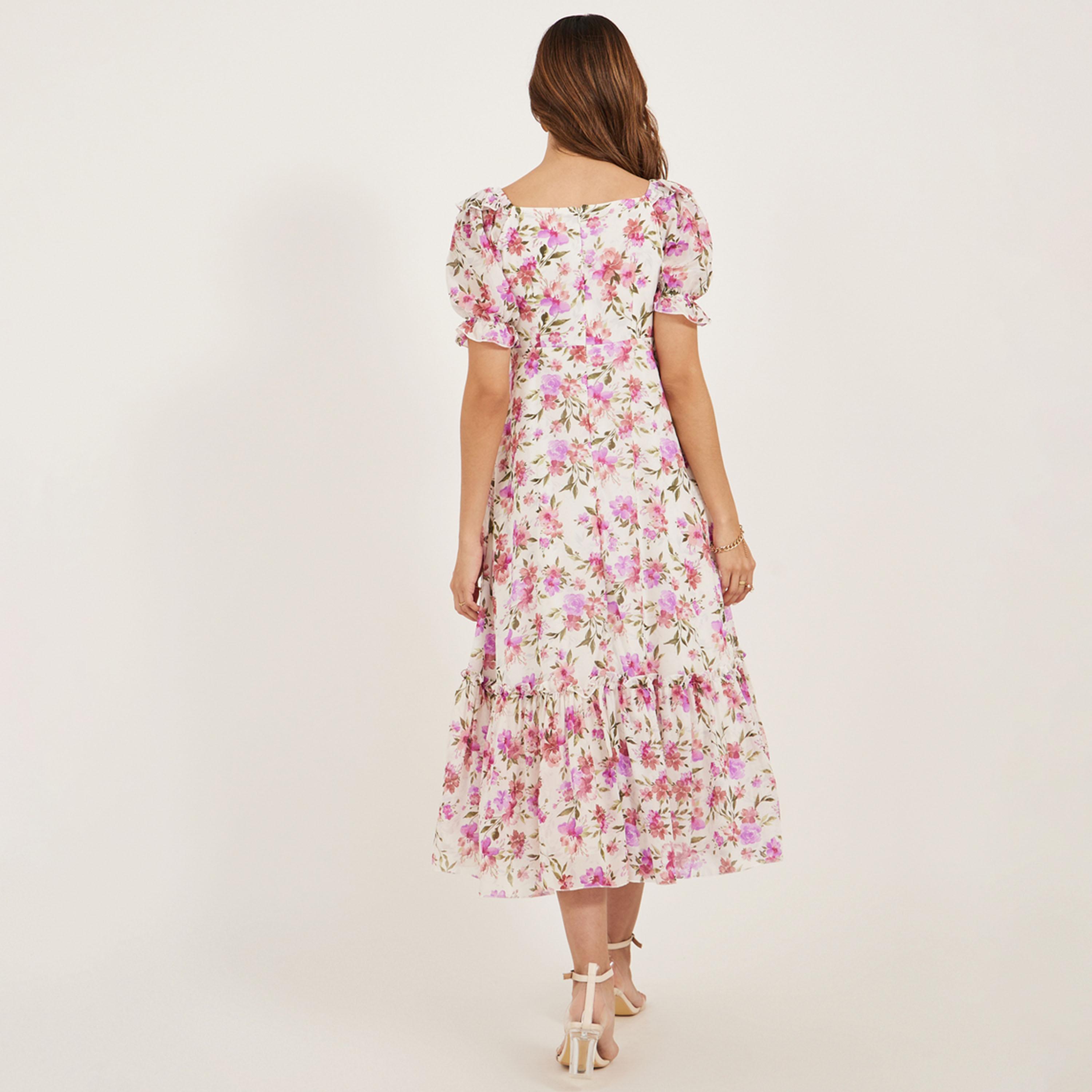 Styli Printed Puff Sleeve Tiered Midi Dress-women-clothing-dresses-image-6