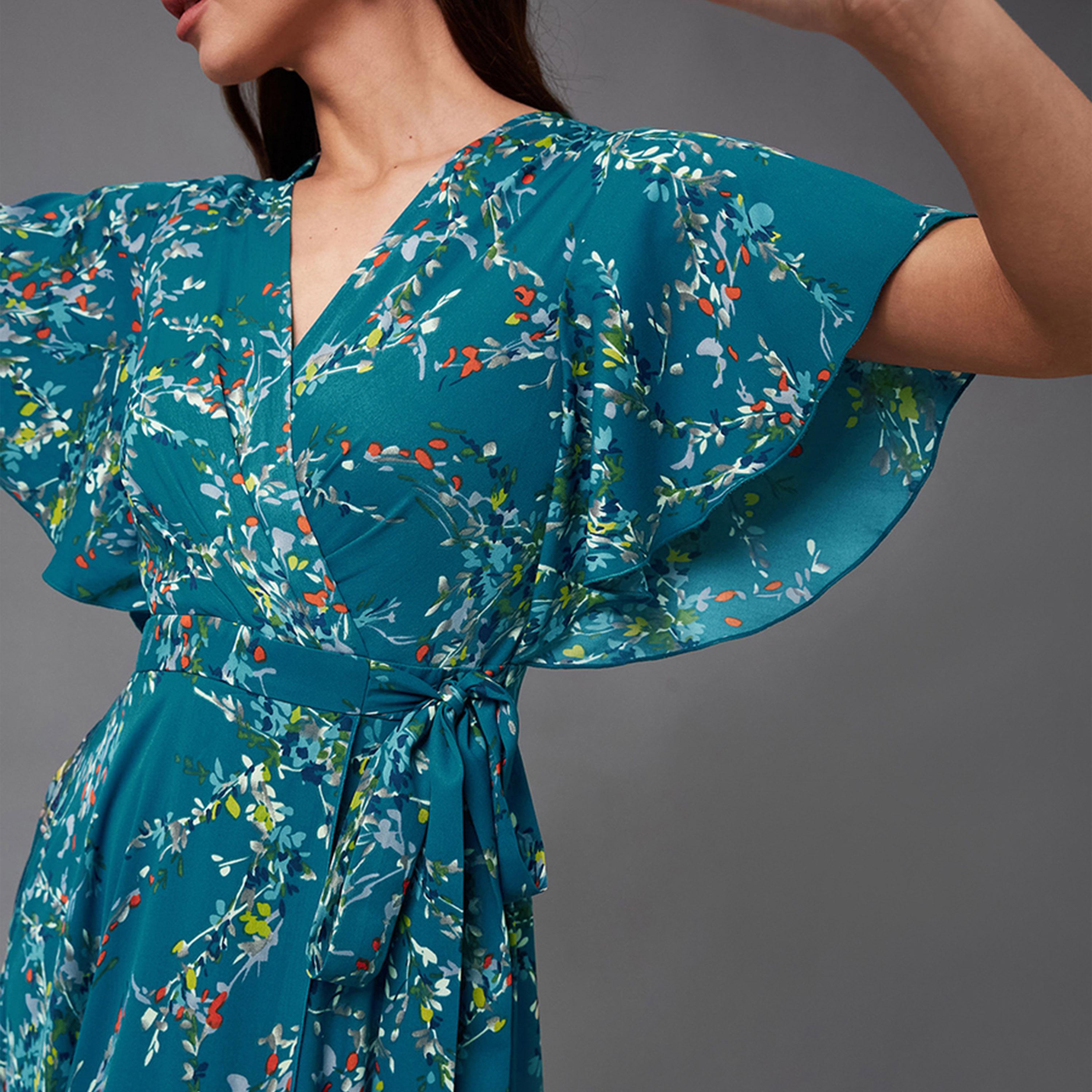 ستايلي - فستان ماكسي ملفوف بفتحة رقبة على شكل V-women-clothing-dresses-image-5