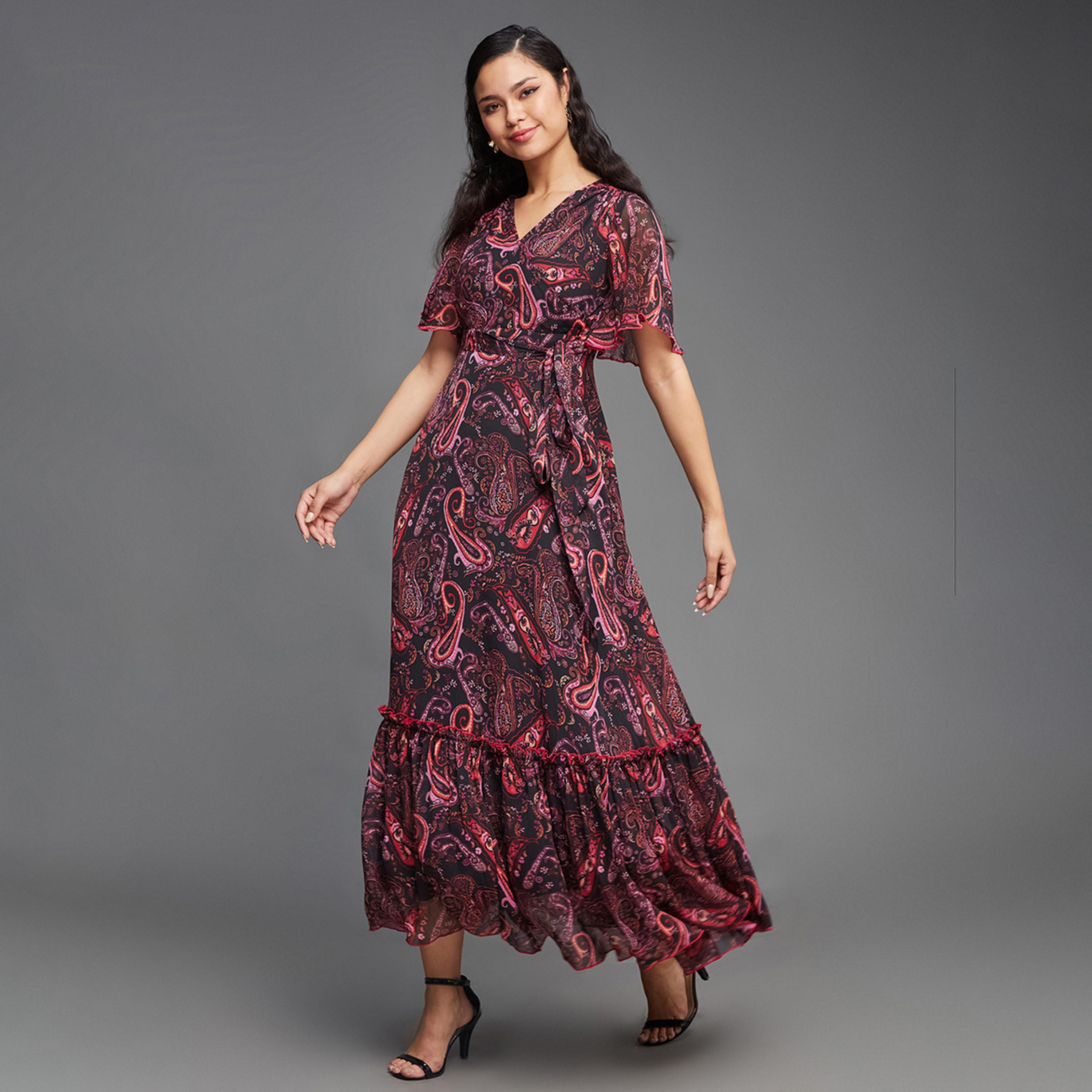 Styli Paisley Printed Wrap Look A-Line Maxi Dress-women-clothing-dresses-image-1