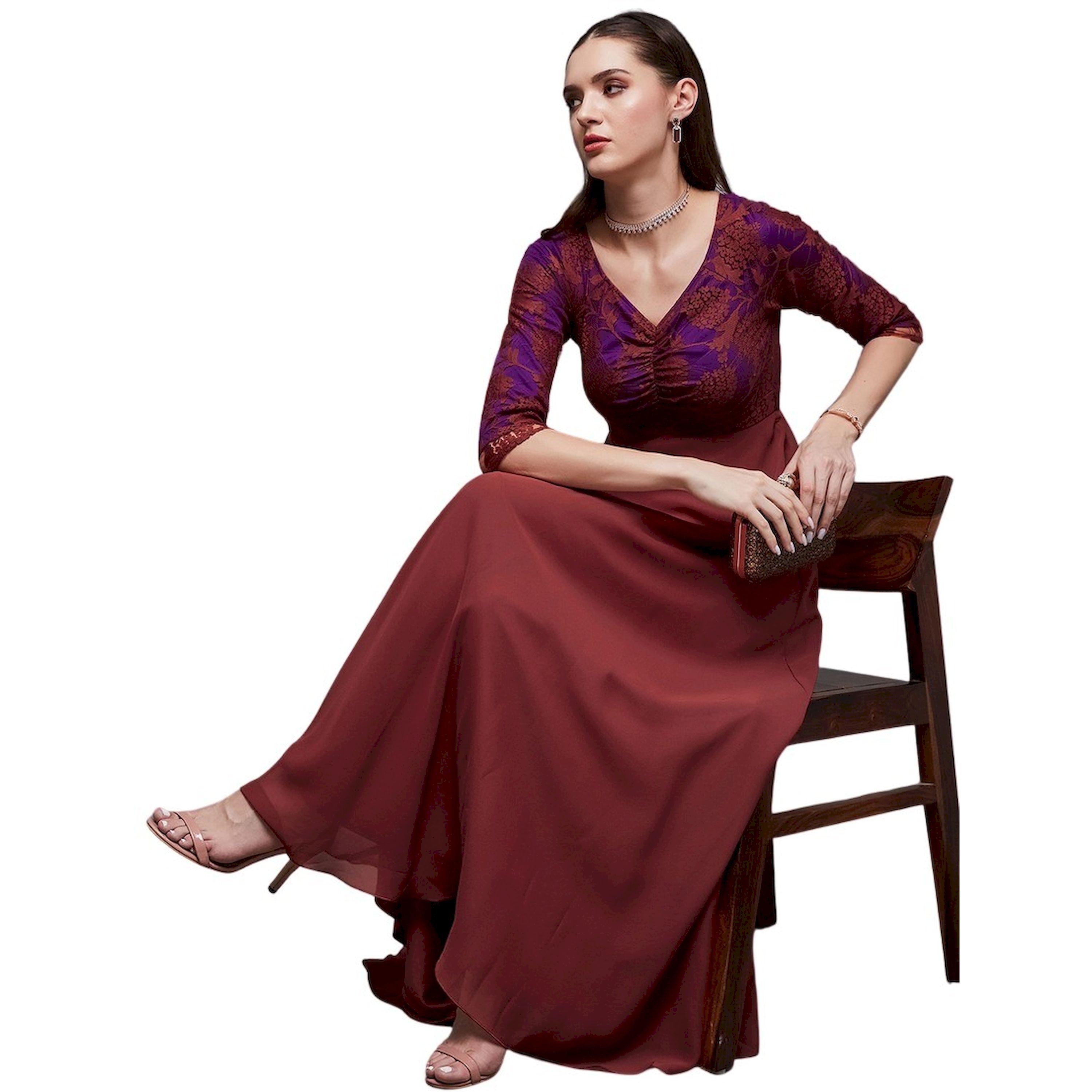 Styli Lace Overlaid Ruched A-Line Maxi Dress-women-clothing-dresses-image-6