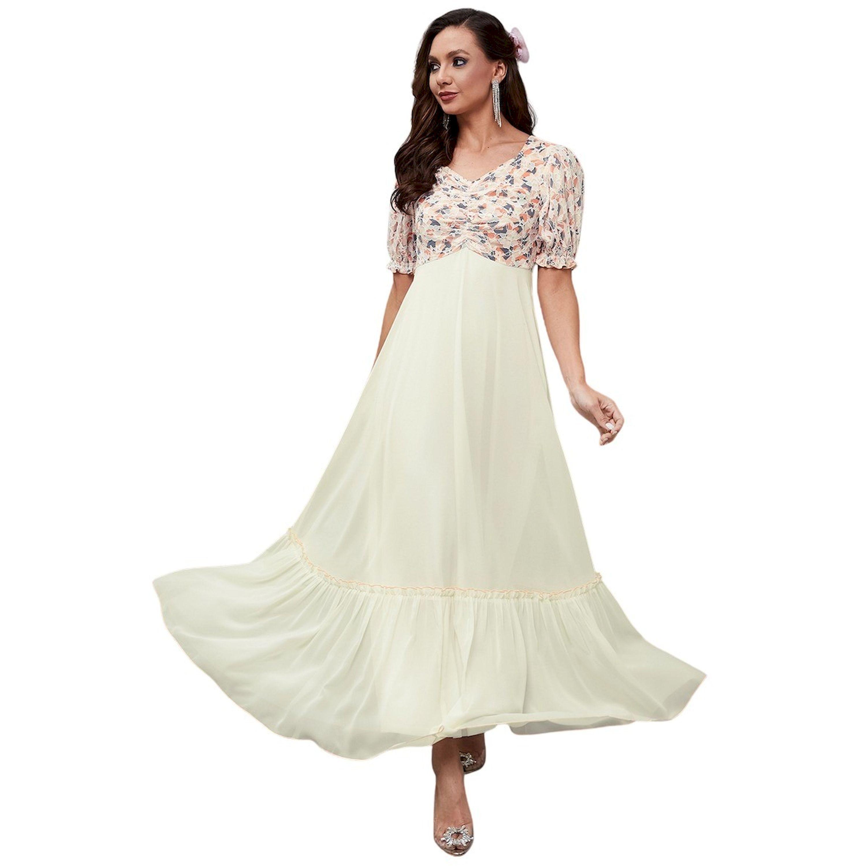 Styli Lace Insert Ruched Detail Puff Sleeve Maxi Dress-women-clothing-dresses-image-1