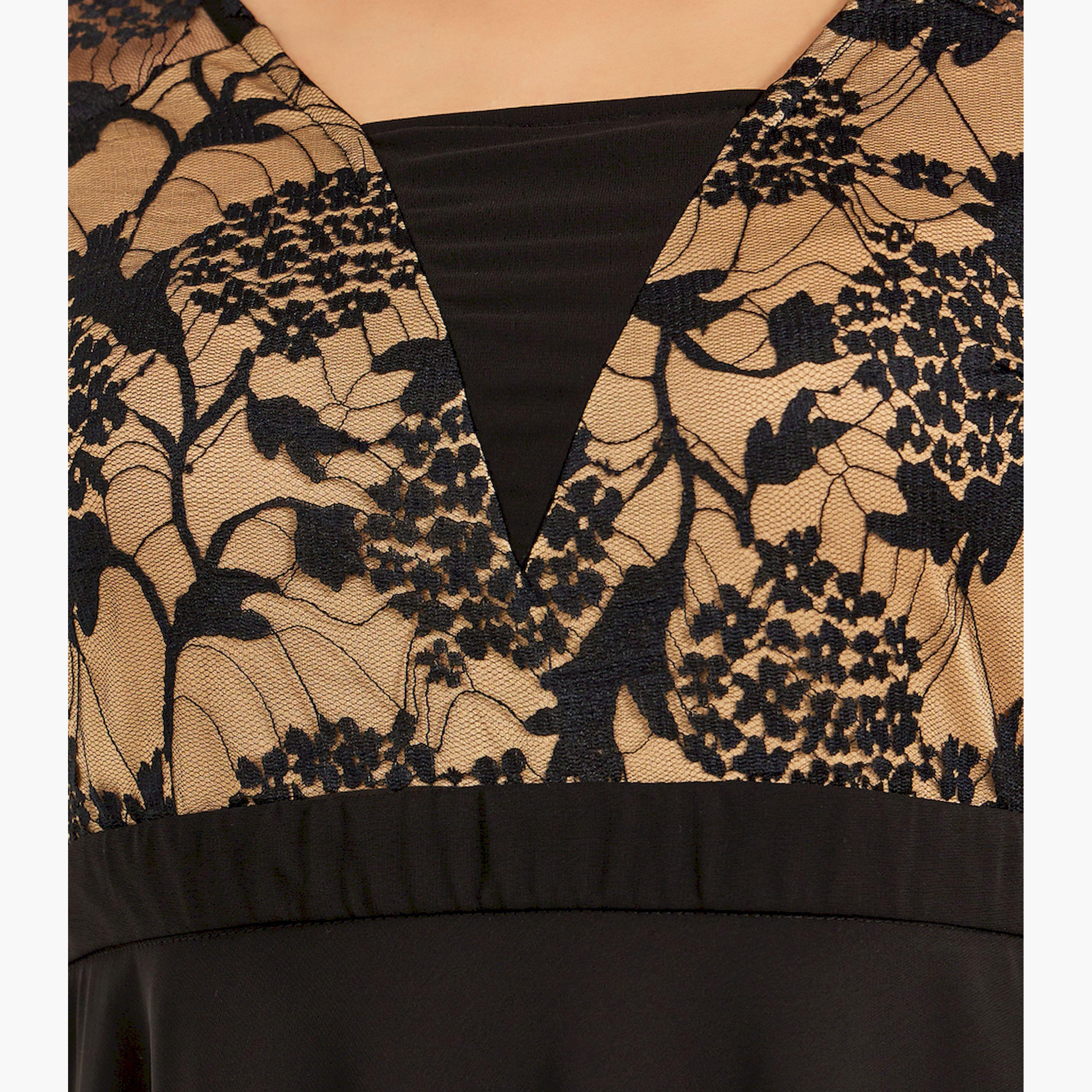 Styli Lace Insert Short Sleeves A-Line Maxi Dress-women-clothing-dresses-image-4