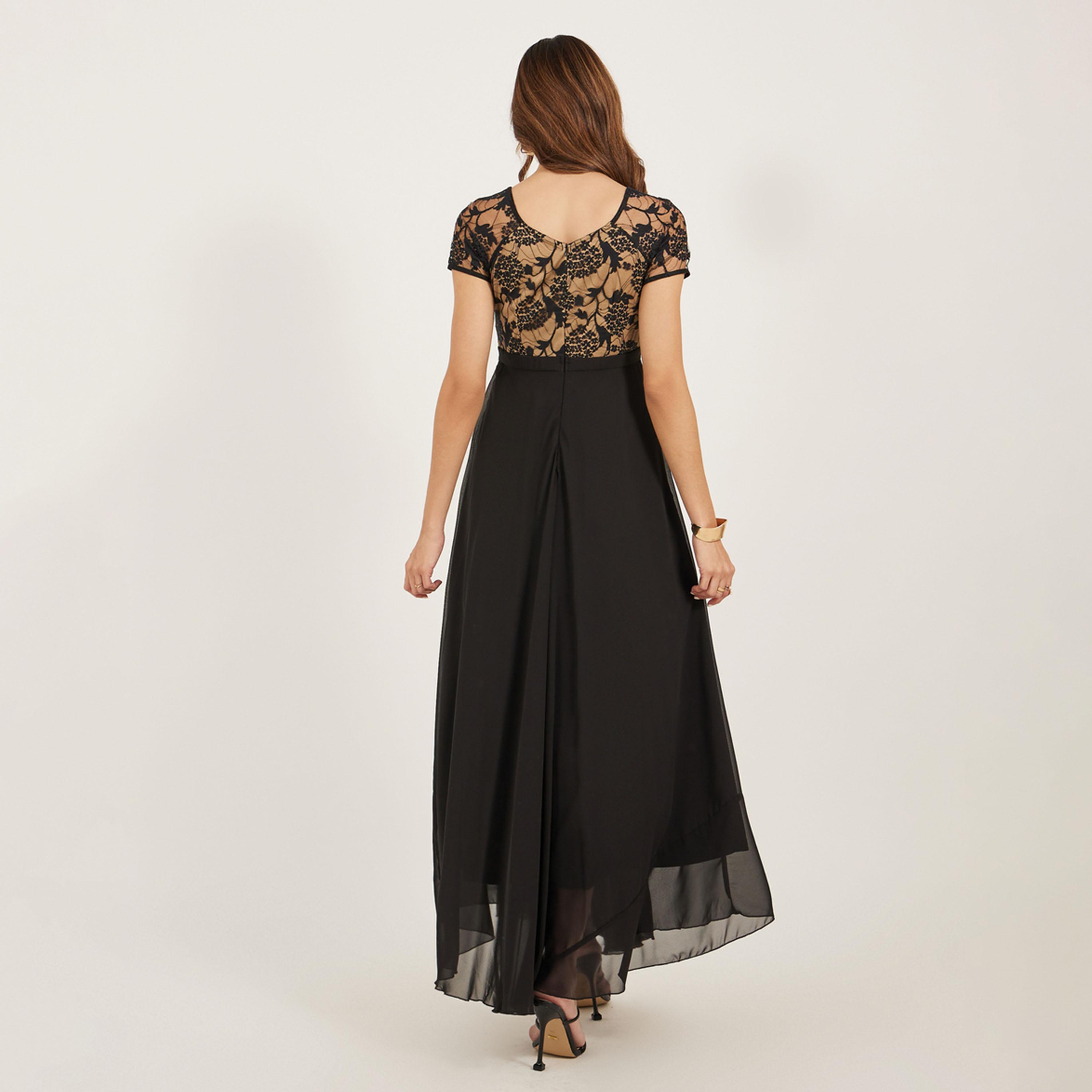 Styli Lace Insert Short Sleeves A-Line Maxi Dress-women-clothing-dresses-image-5
