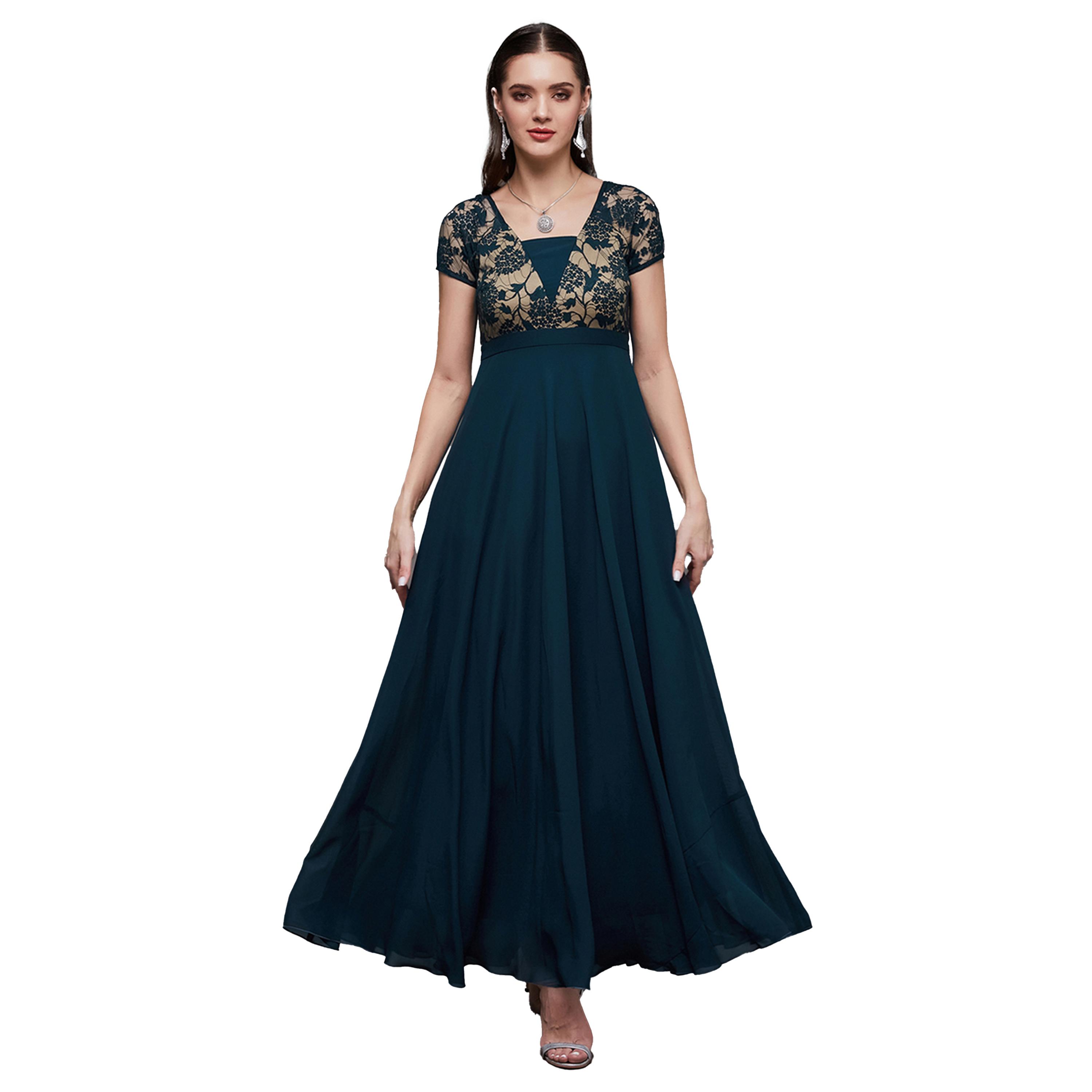 ستايلي - فستان سهرة ماكسي دانتيل بقصّة A-women-clothing-dresses-image-2