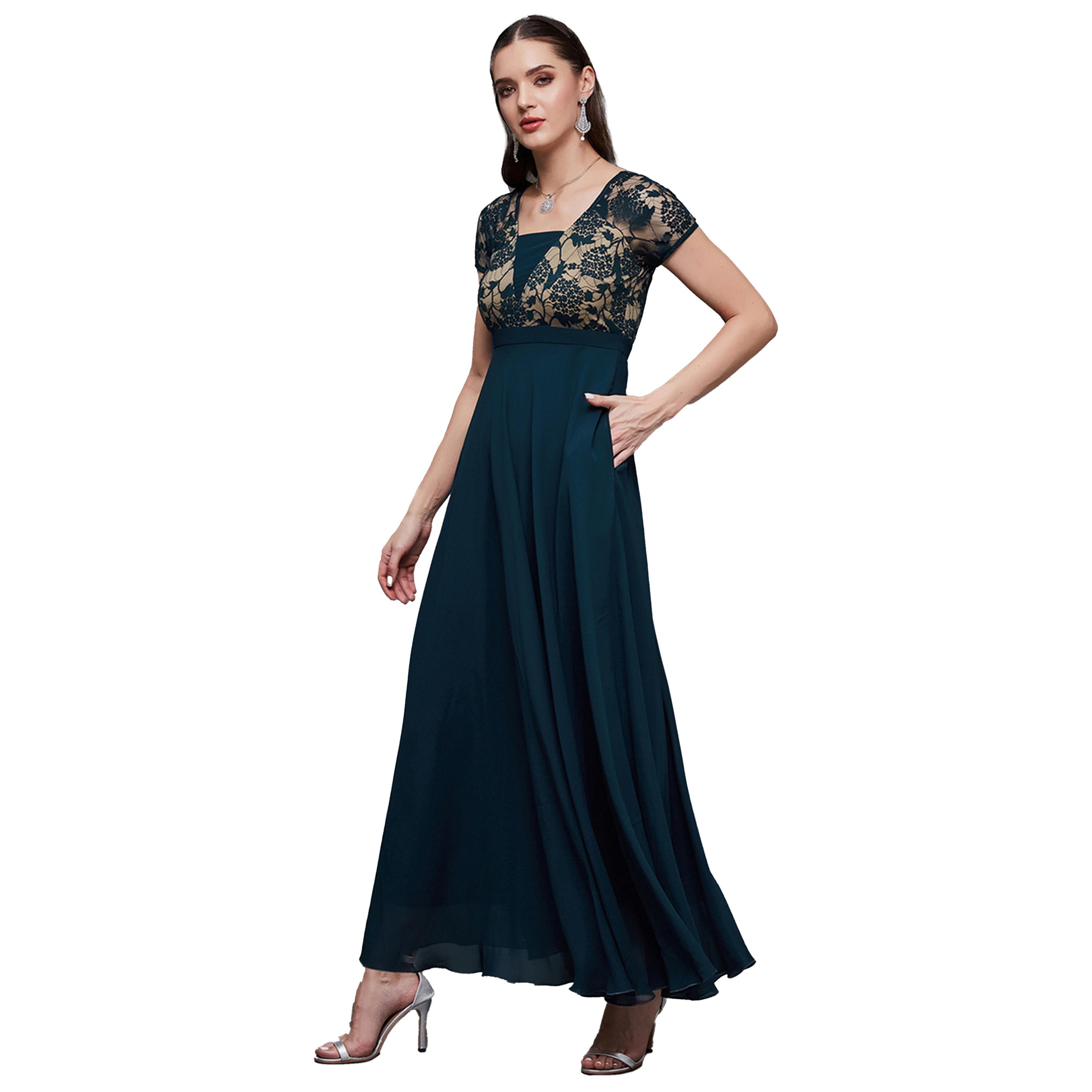 ستايلي - فستان سهرة ماكسي دانتيل بقصّة A-women-clothing-dresses-image-3