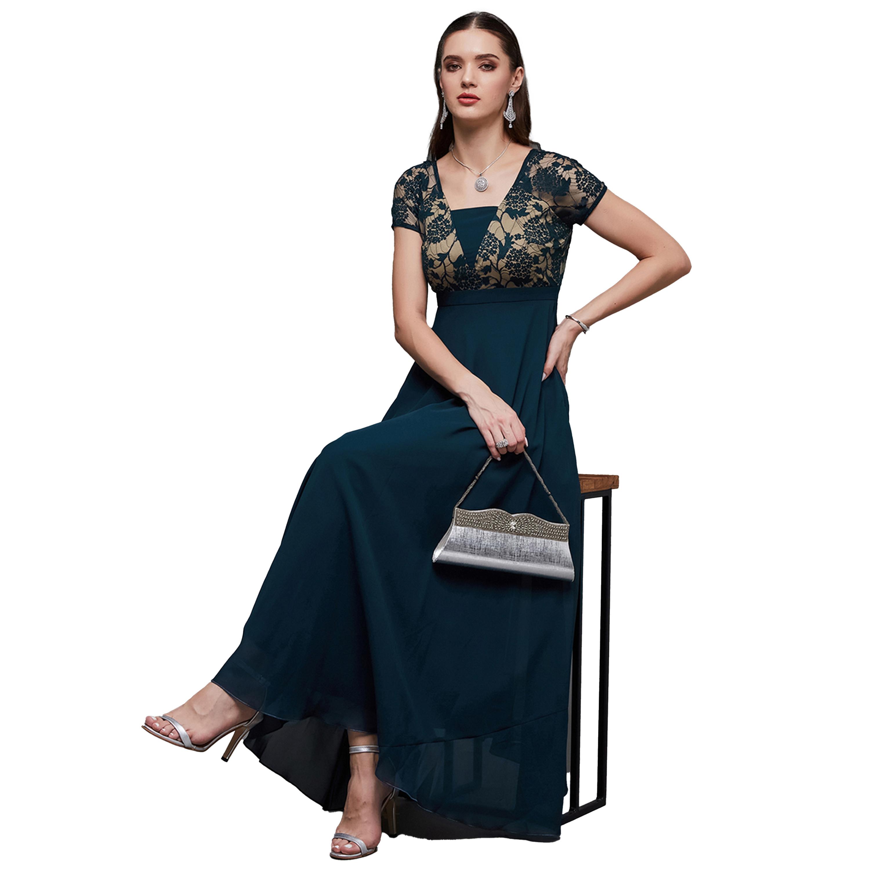ستايلي - فستان سهرة ماكسي دانتيل بقصّة A-women-clothing-dresses-image-6