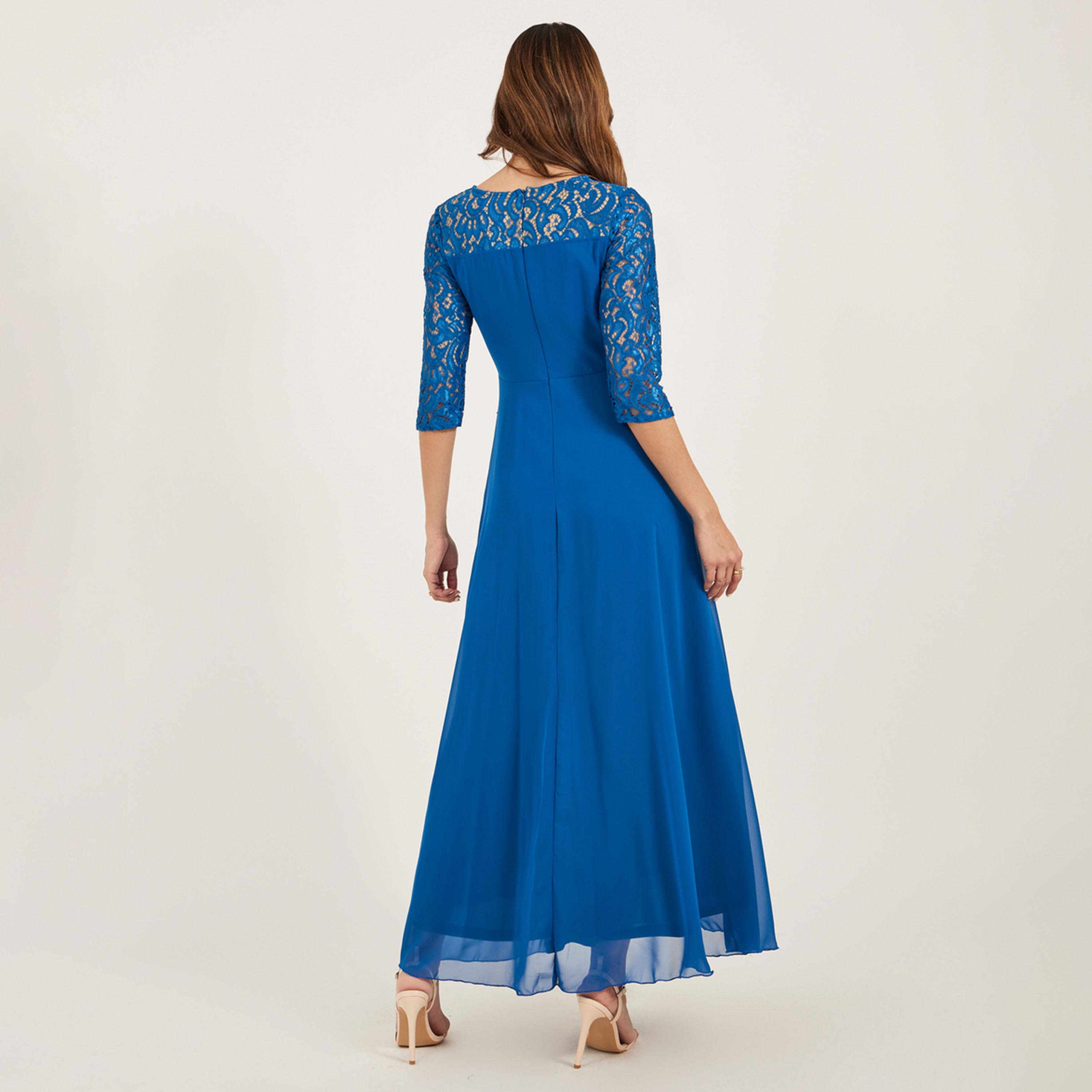 Styli Lace Insert Wrap Maxi Dress with Waist Tie-Up-women-clothing-dresses-image-5