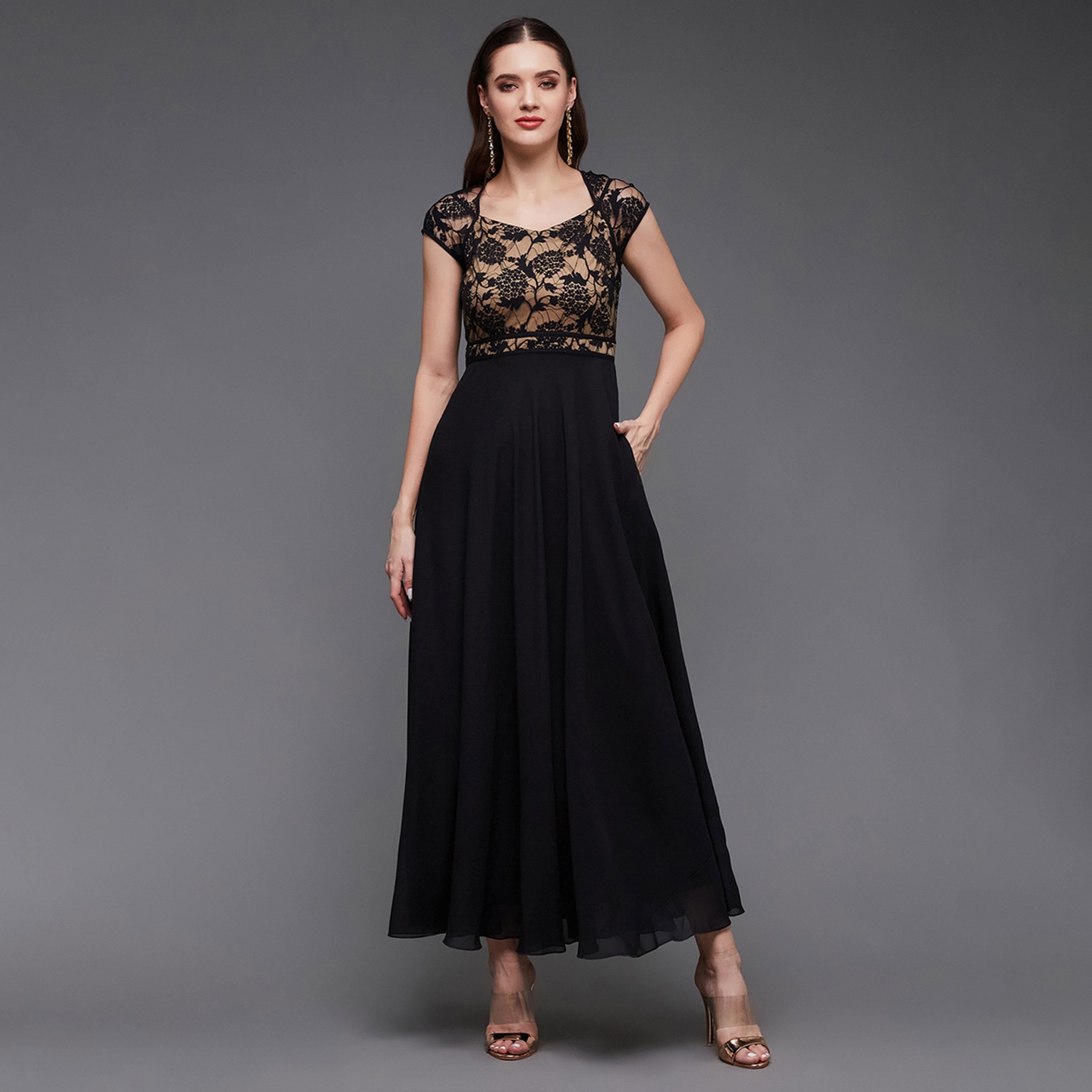 Styli Lace Insert Short Sleeve A-Line Maxi Dress-women-clothing-dresses-image-2