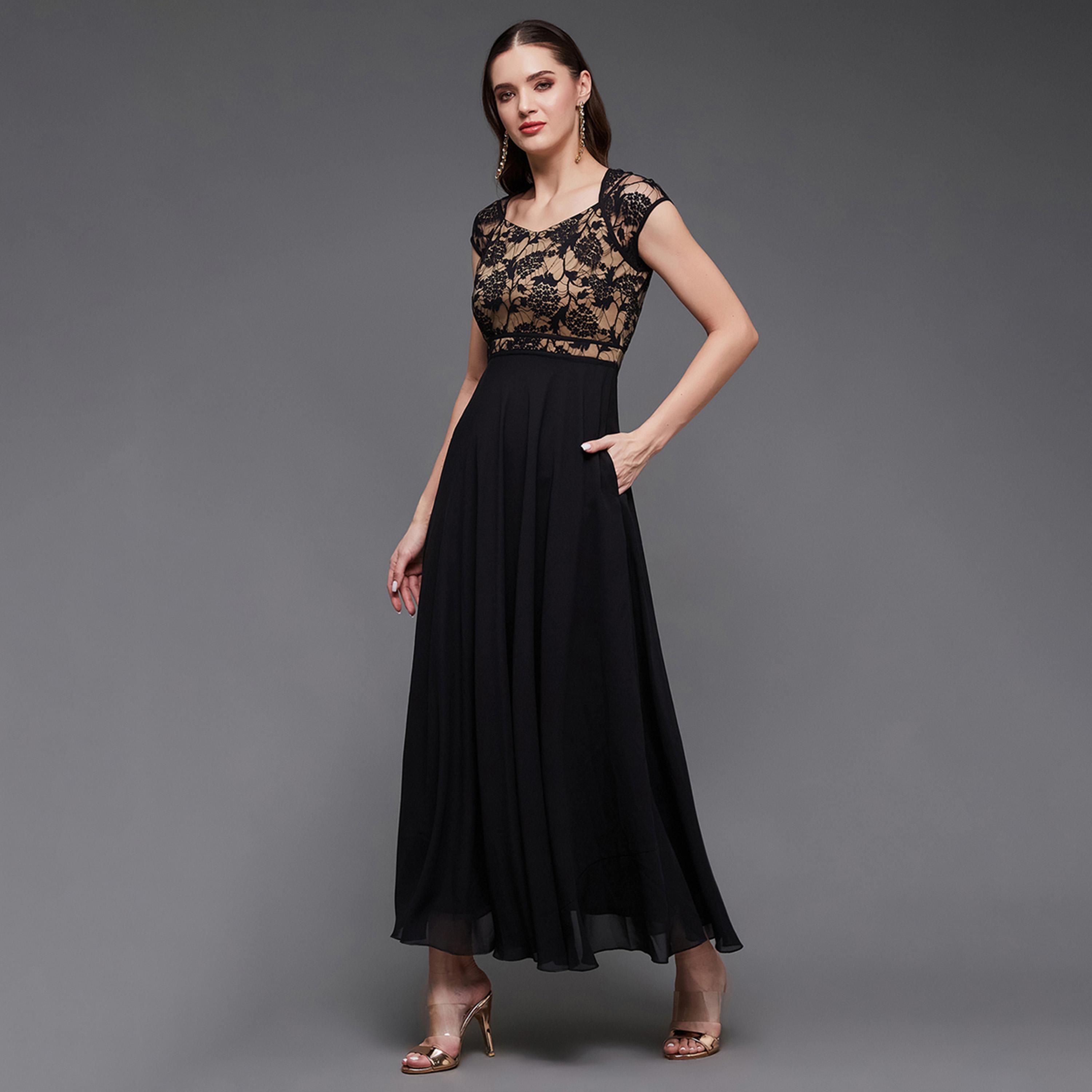 Styli Lace Insert Short Sleeve A-Line Maxi Dress-women-clothing-dresses-image-3