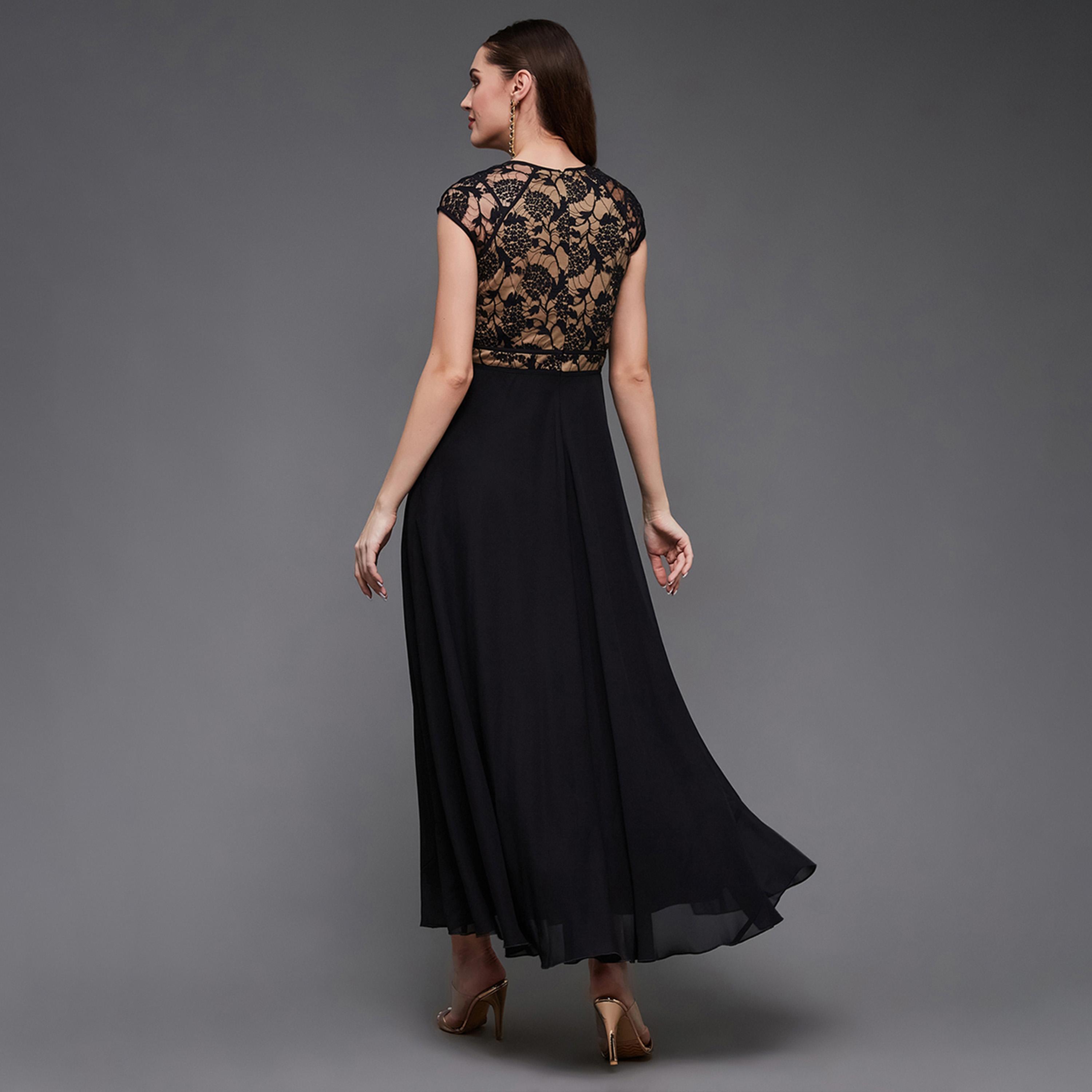 Styli Lace Insert Short Sleeve A-Line Maxi Dress-women-clothing-dresses-image-4