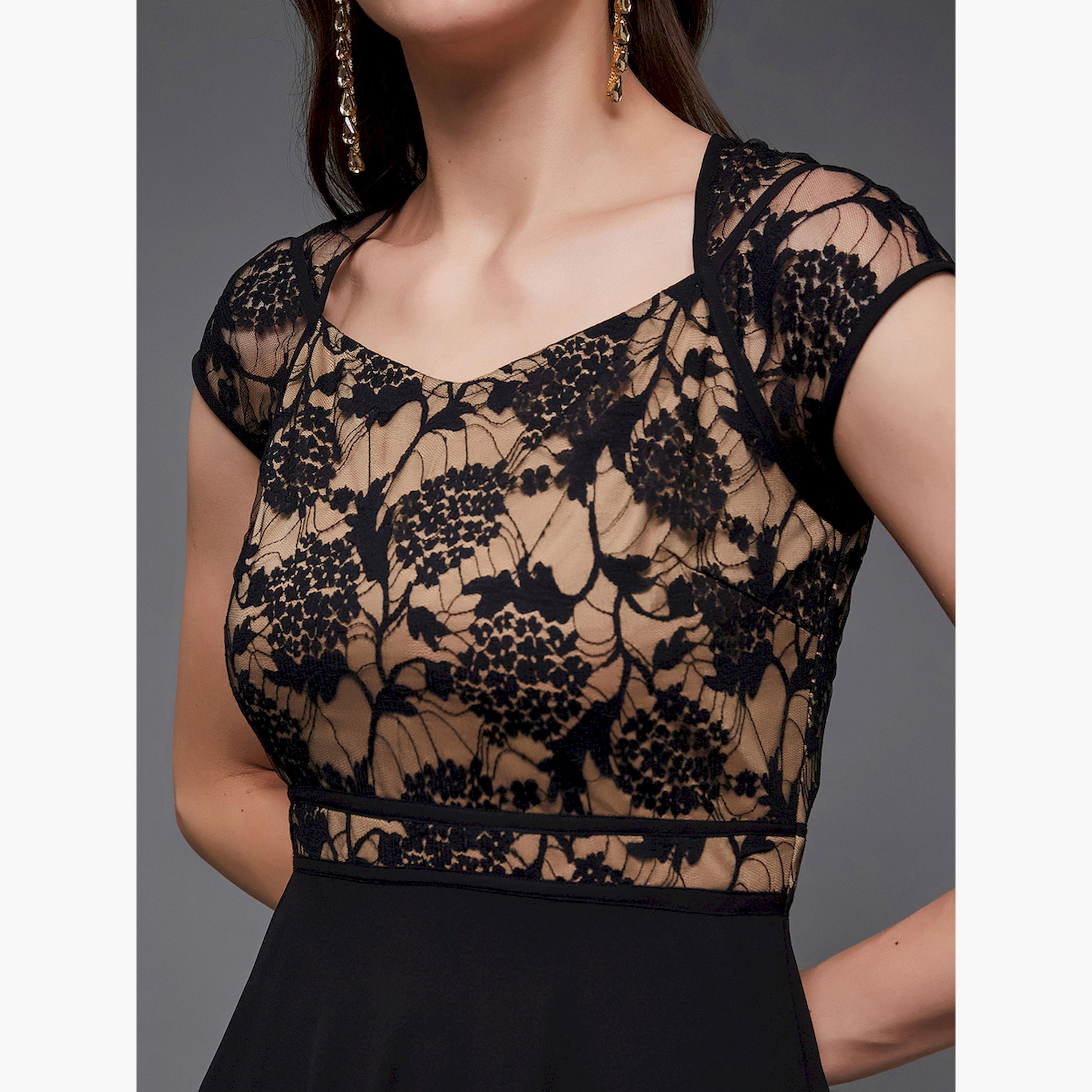Styli Lace Insert Short Sleeve A-Line Maxi Dress-women-clothing-dresses-image-6