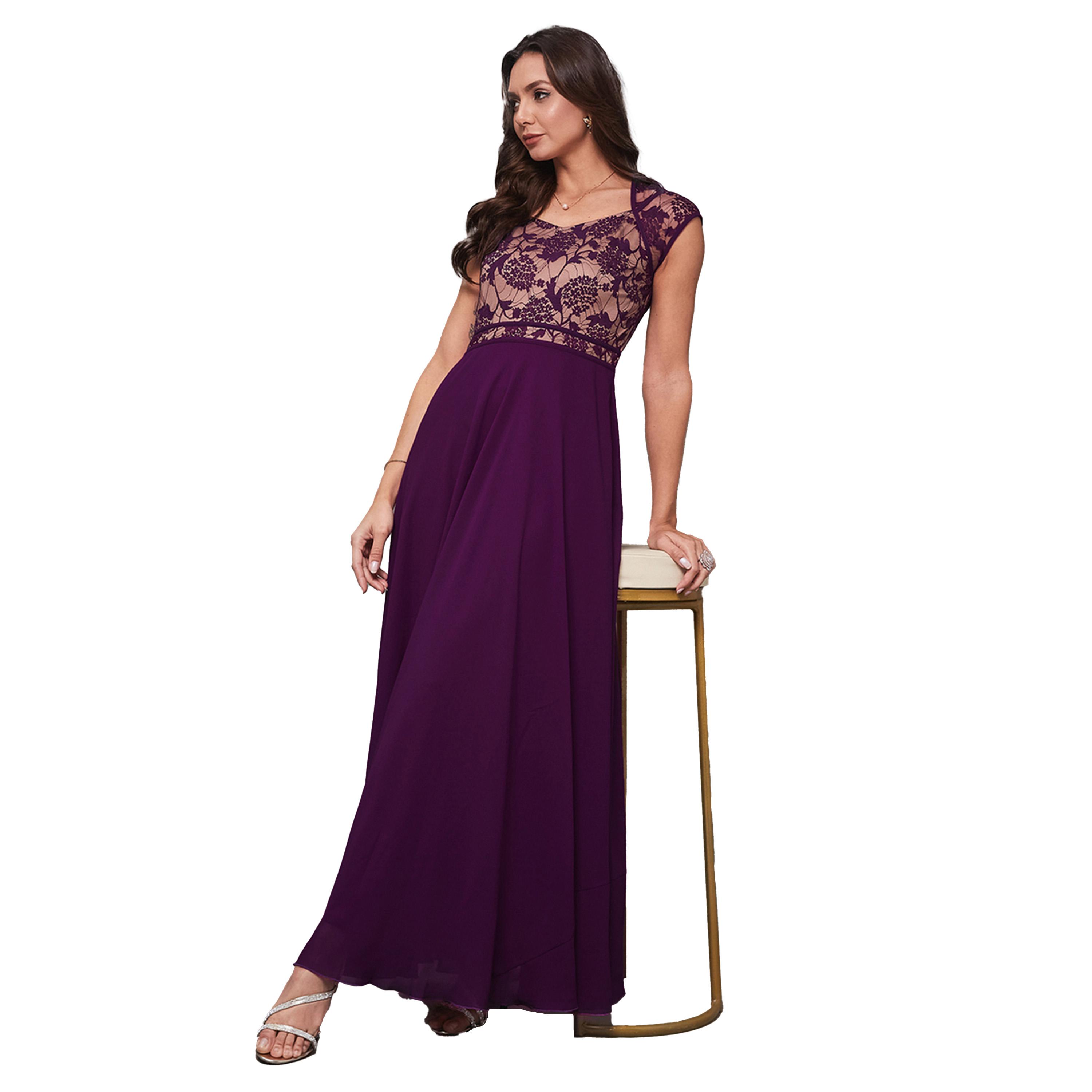 Styli Lace Overlaid Short Sleeve A-Line Maxi Dress-women-clothing-dresses-image-5