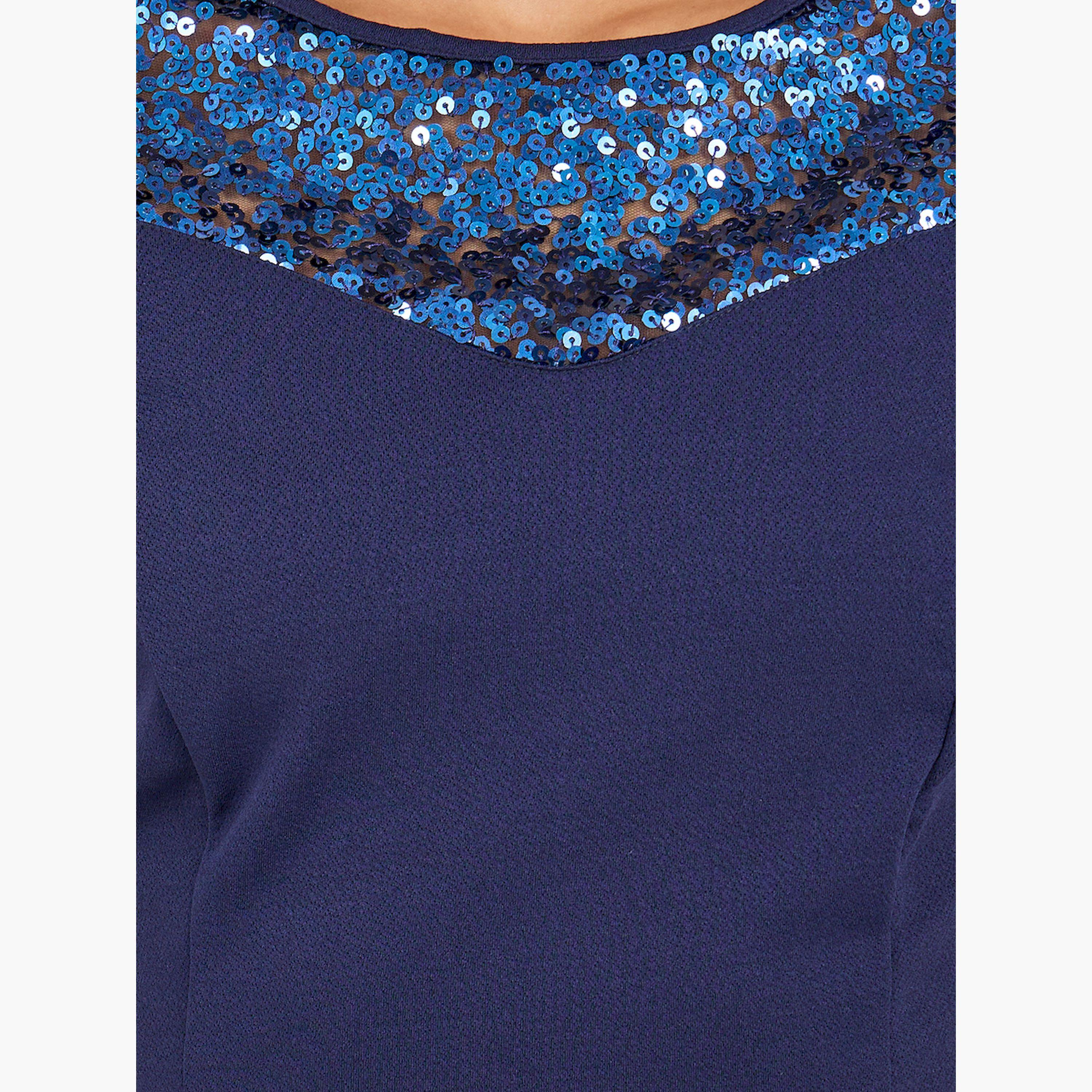ستايلي - فستان ماكسي ضيق بفتحة أمامية مزين بالترتر-women-clothing-dresses-image-4