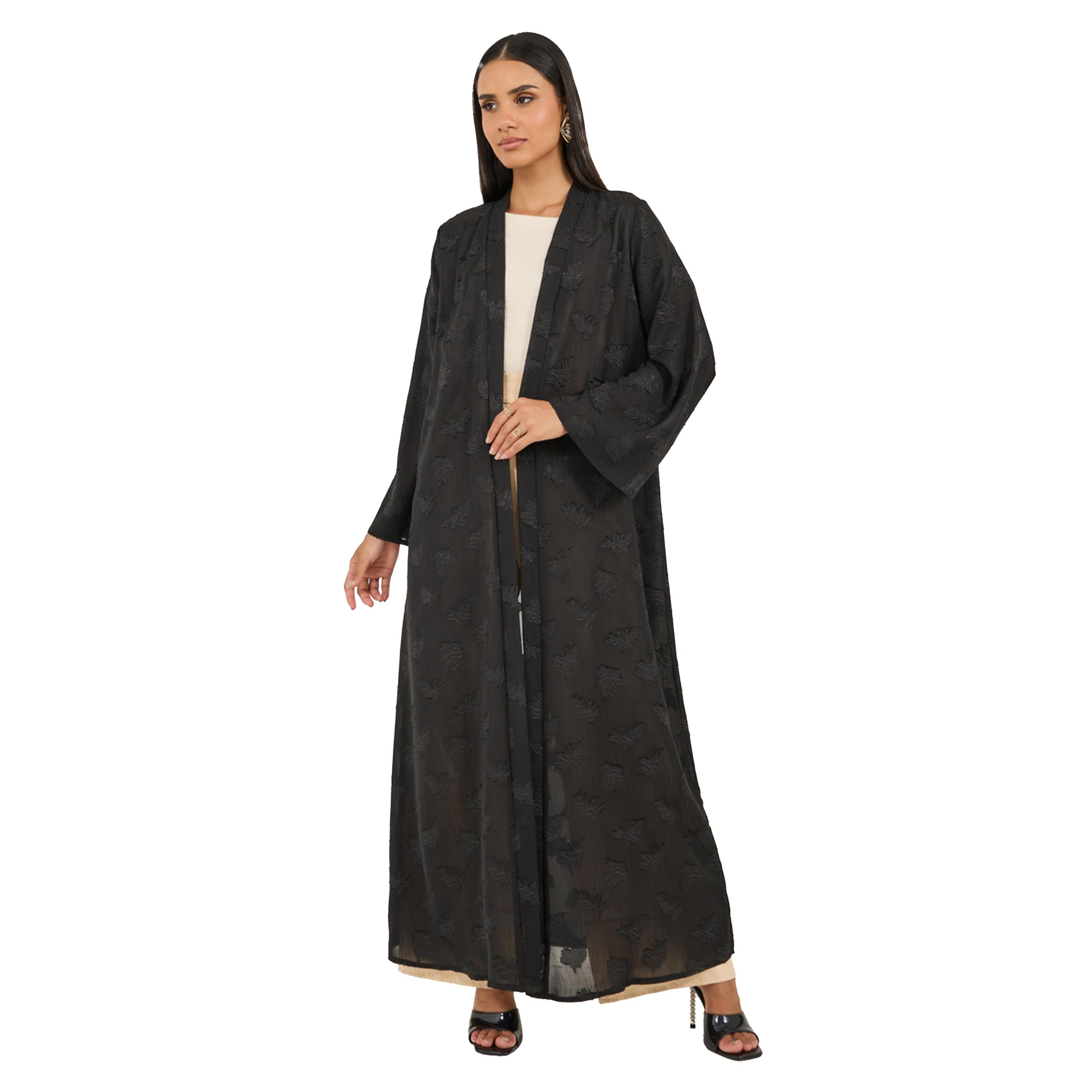 Styli Textured Regular Fit Long Sleeve Abaya-women-arabicclothing-abayas-image-1