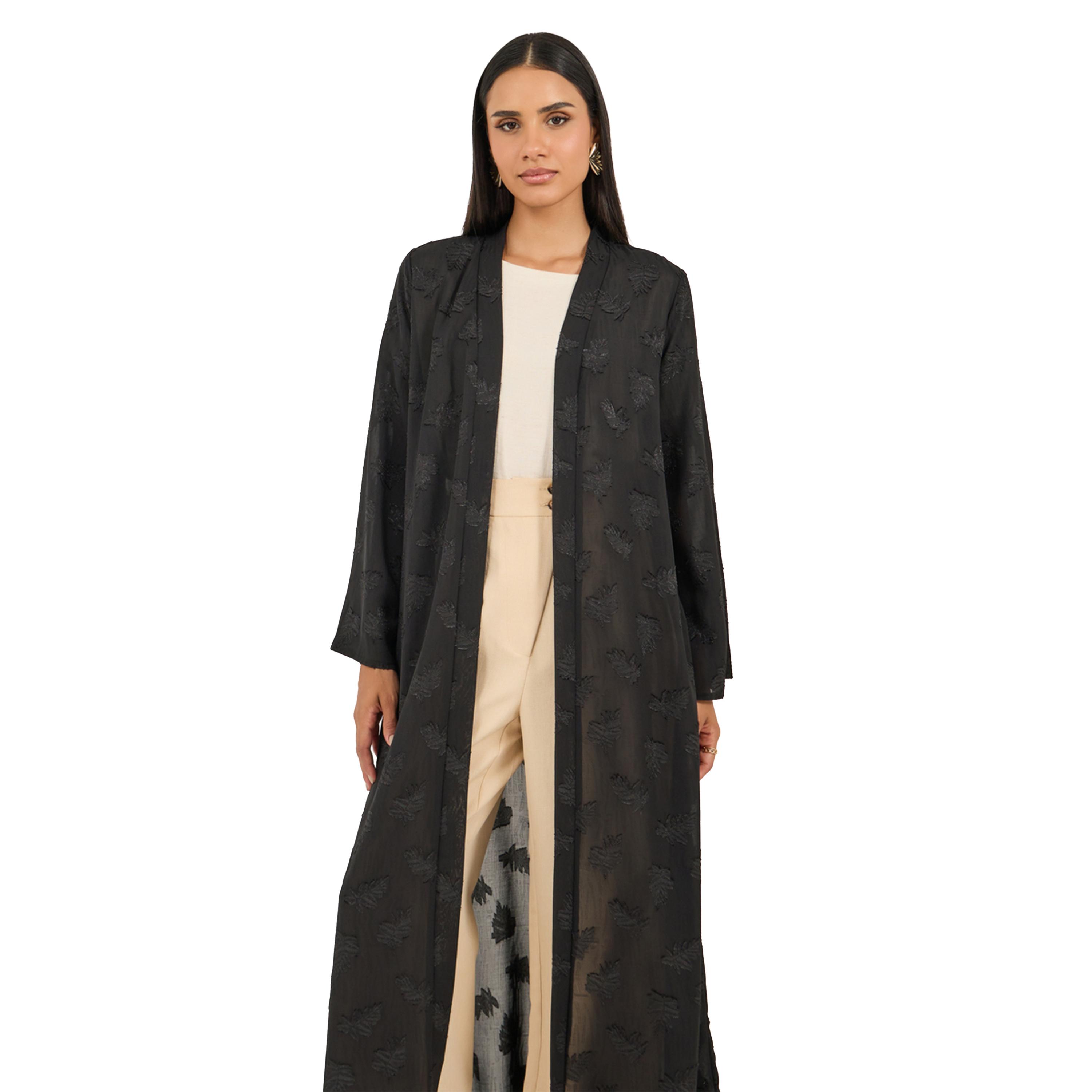 Styli Textured Regular Fit Long Sleeve Abaya-women-arabicclothing-abayas-image-3