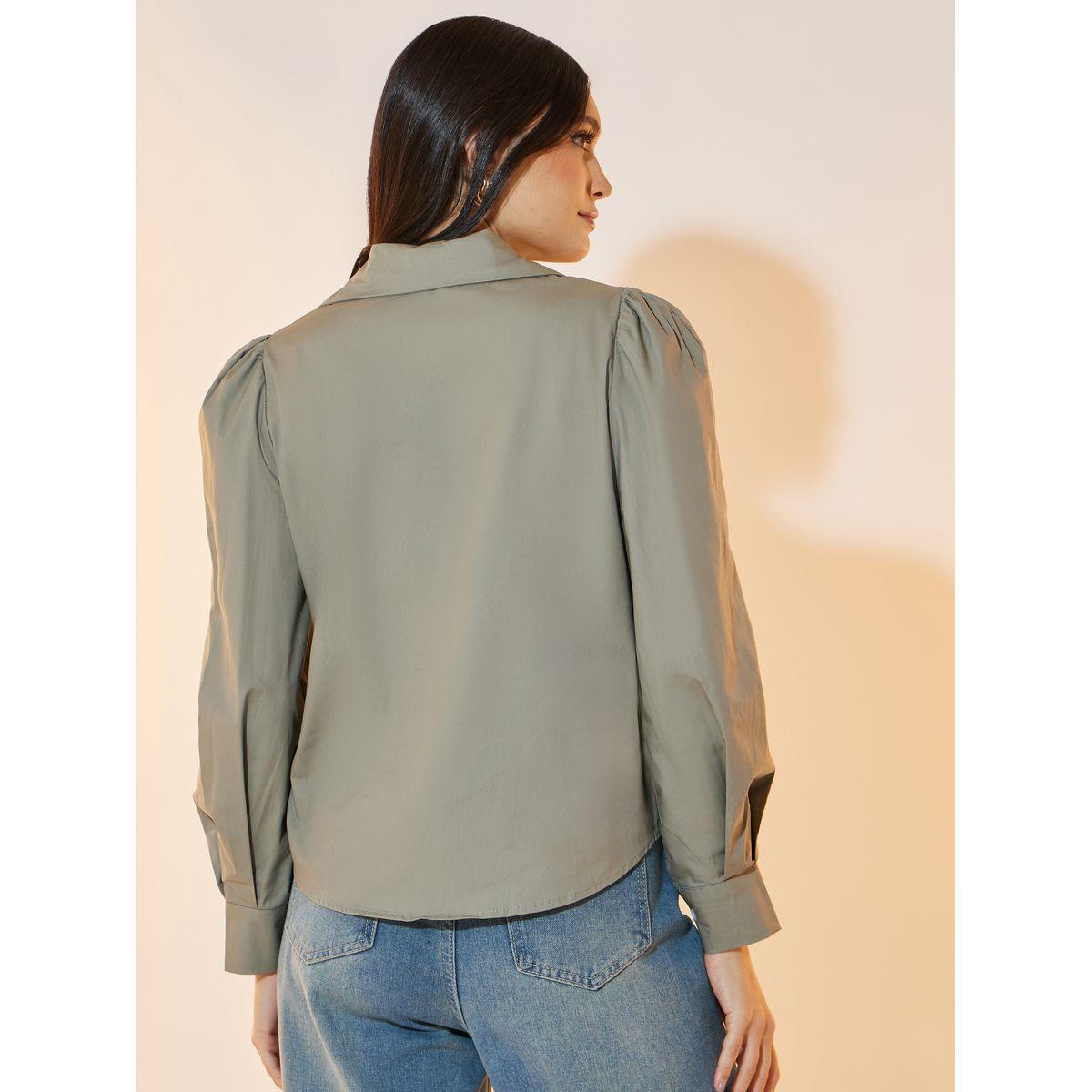 Take Two Solid Button Through Puff Sleeve Shirt-women-clothing-shirtsandblouses-shirts-image-4