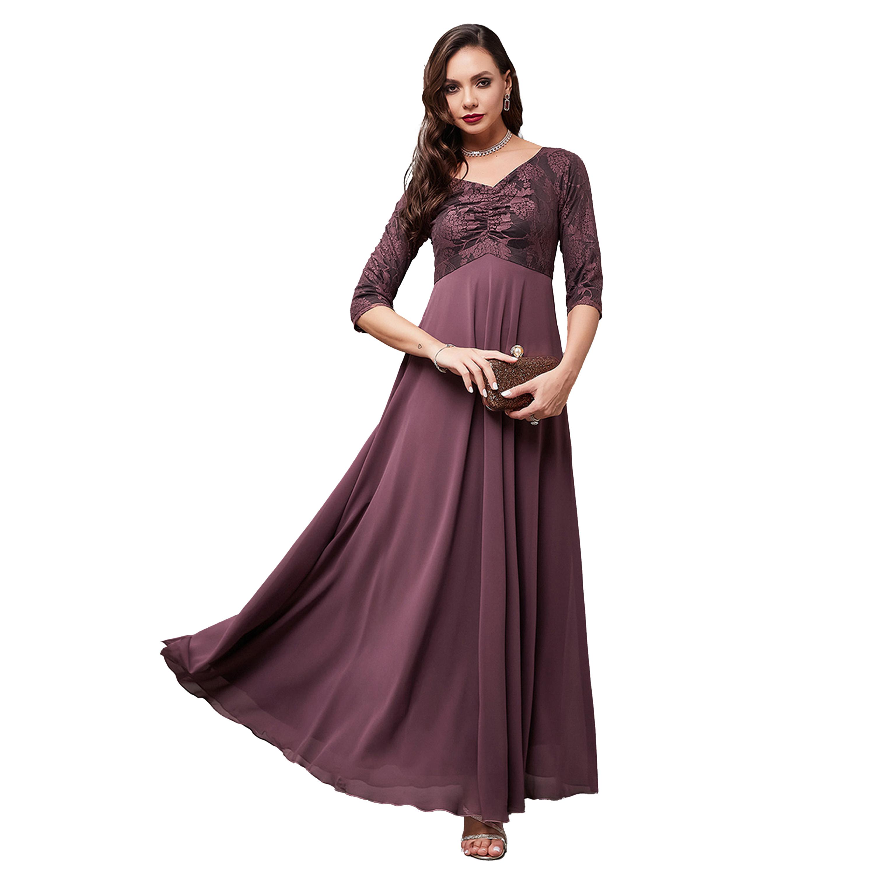 Styli Lace Overlaid Ruched A-Line Maxi Dress-women-clothing-dresses-image-5