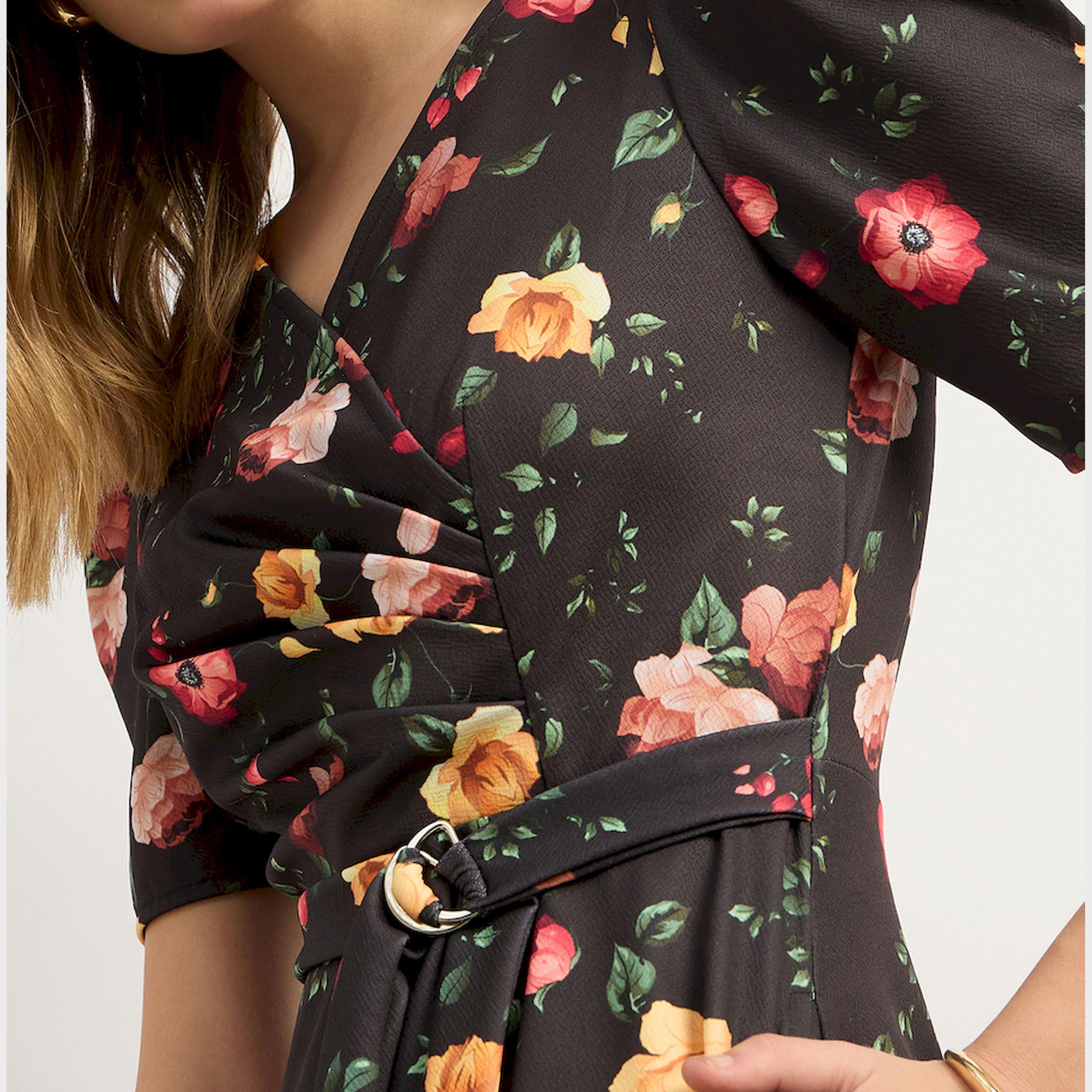 Styli Floral Print A-Line Midi Dress With Puff Sleeves-women-clothing-dresses-image-4