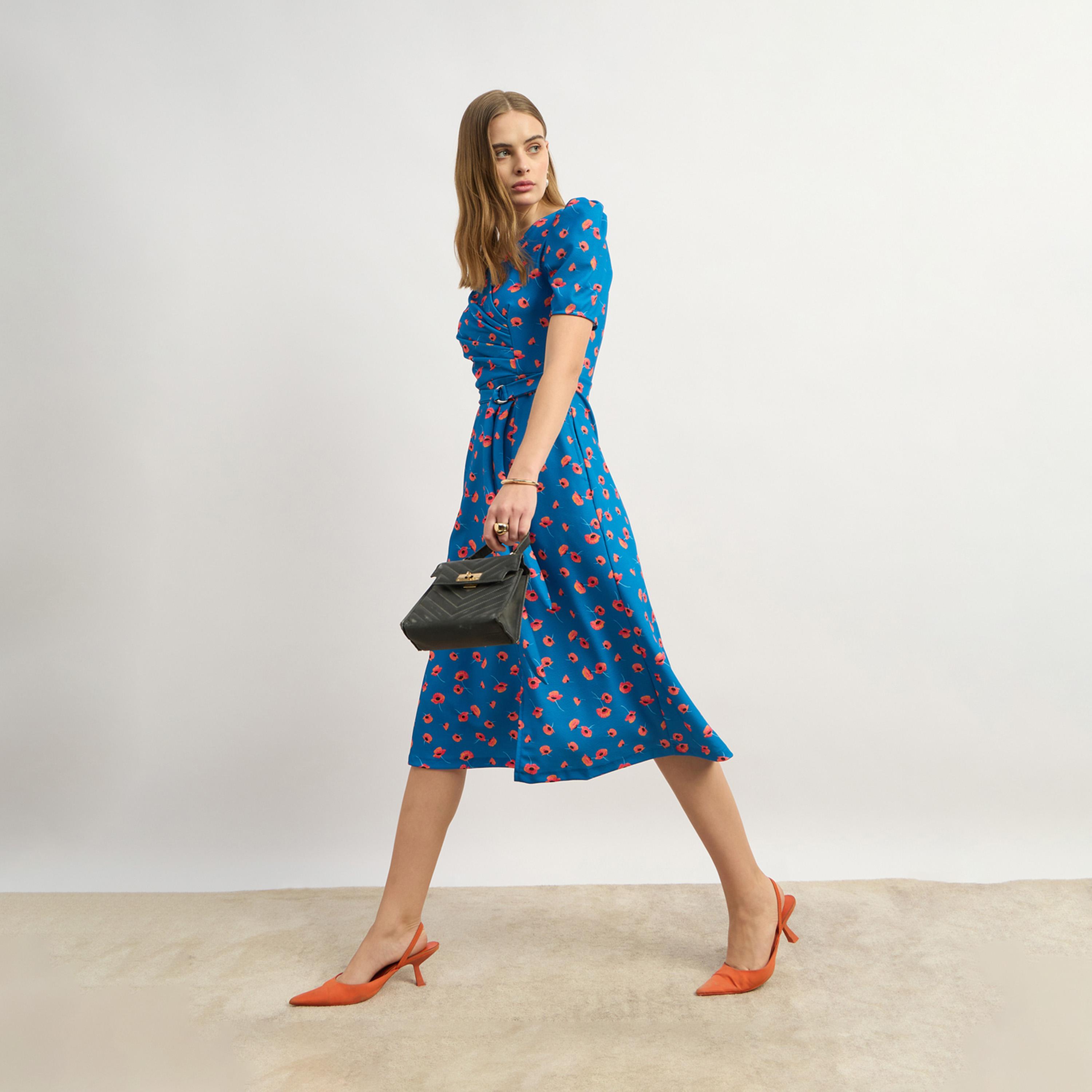 Styli Floral Print A-Line Midi Dress With Puff Sleeves-women-clothing-dresses-image-1