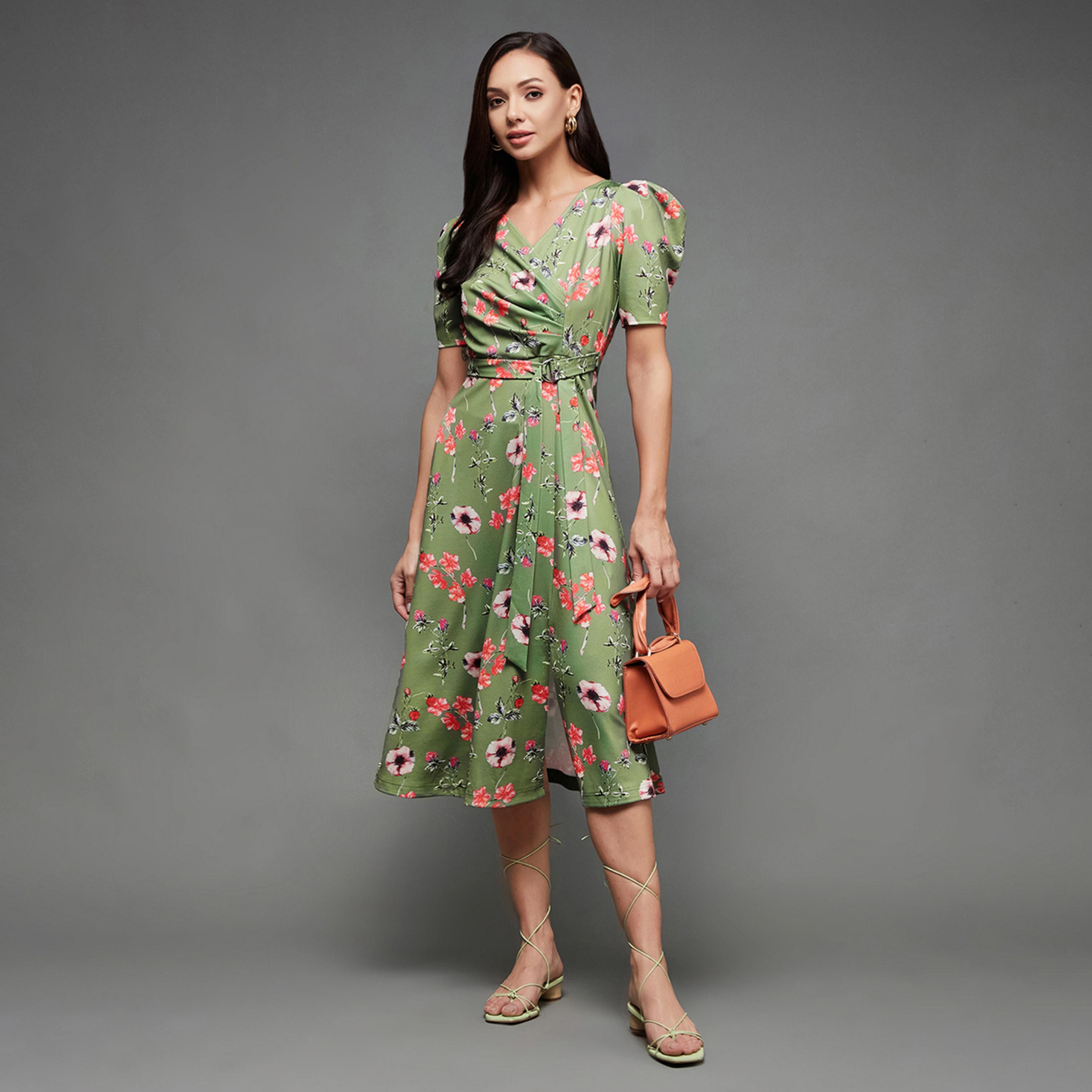 Styli Floral Printed Belted A-Line Midi Dress-women-clothing-dresses-image-1