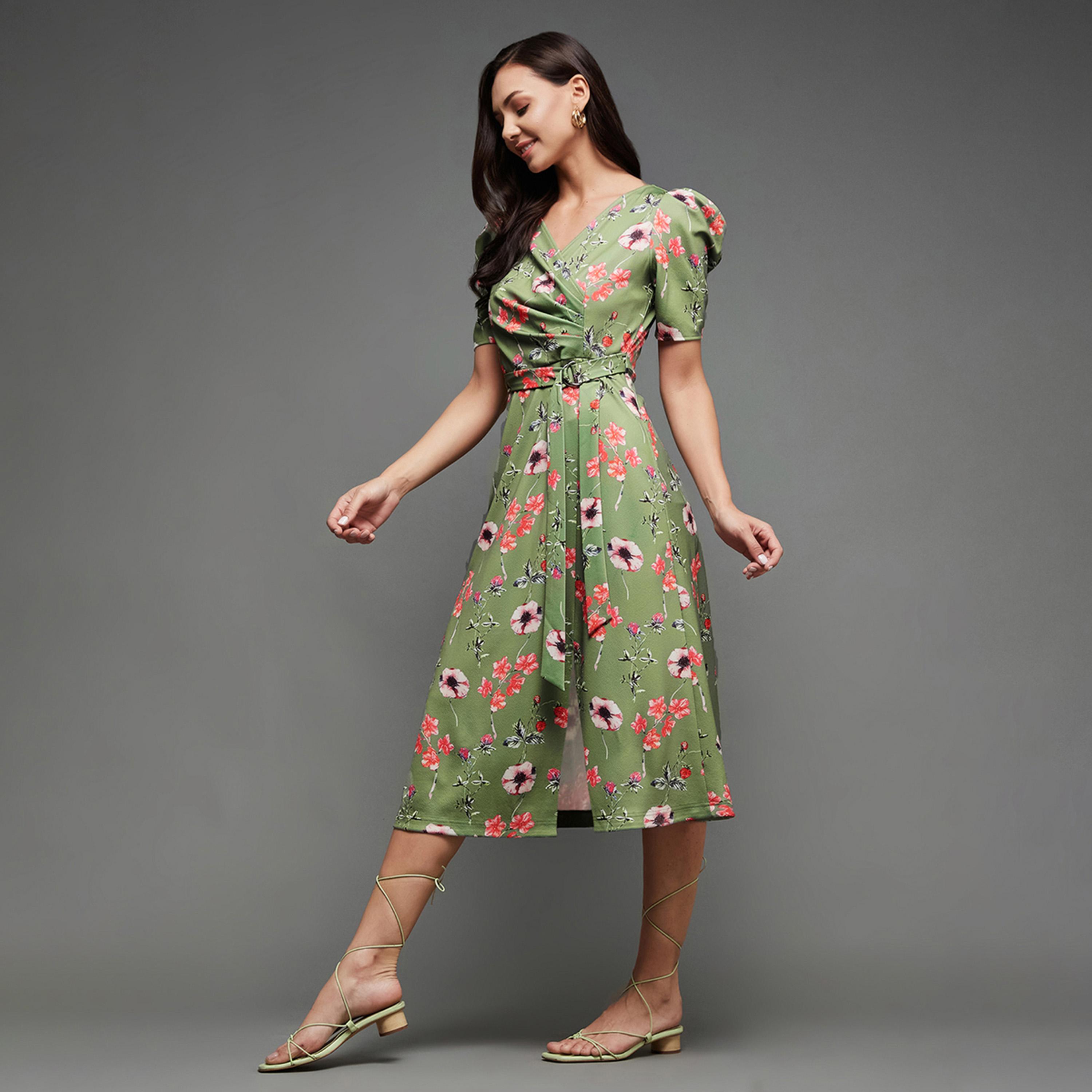 Styli Floral Printed Belted A-Line Midi Dress-women-clothing-dresses-image-3