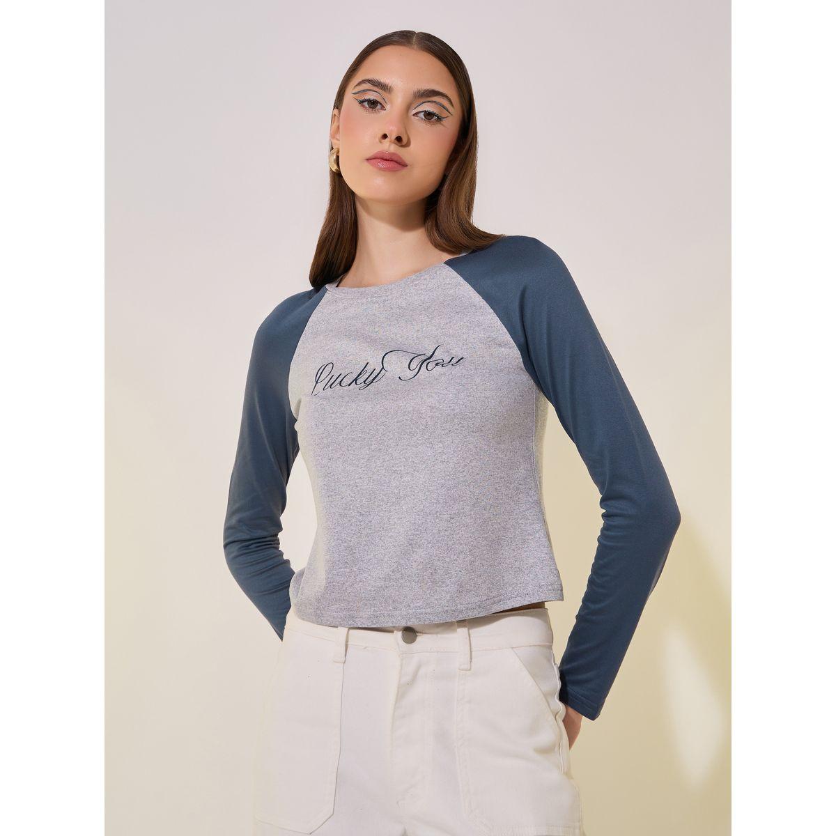 تيشيرت بطبعة كتابة وأكمام ريجلان-women-clothing-tshirts-image-3
