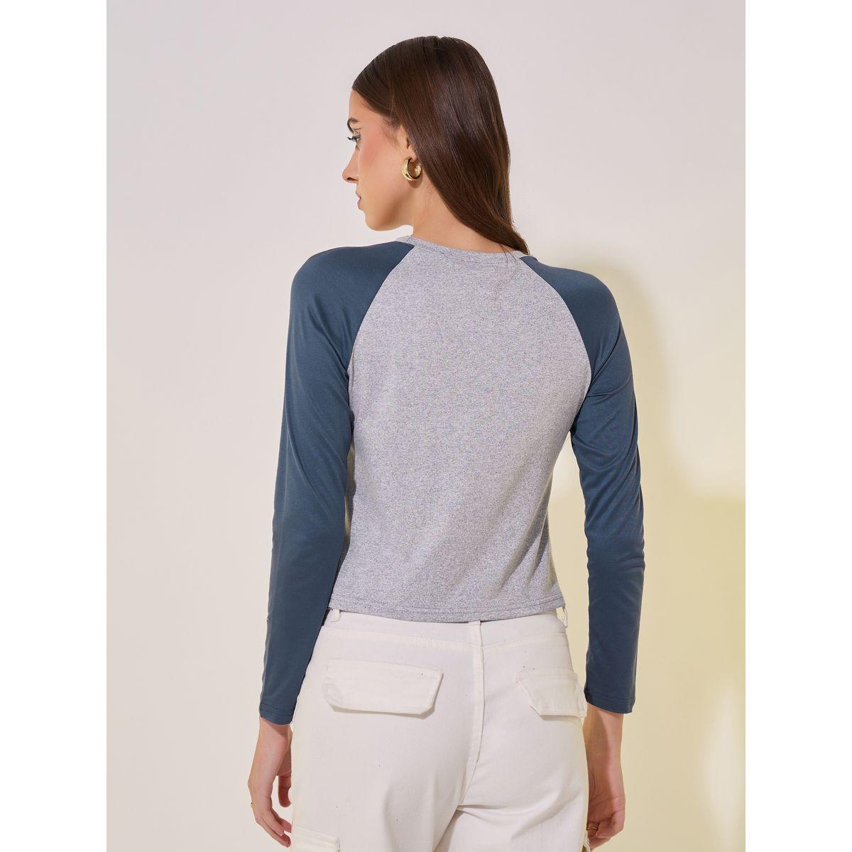 Slogan Print Reglan Sleeve Round Neck T-Shirt-women-clothing-tshirts-image-5
