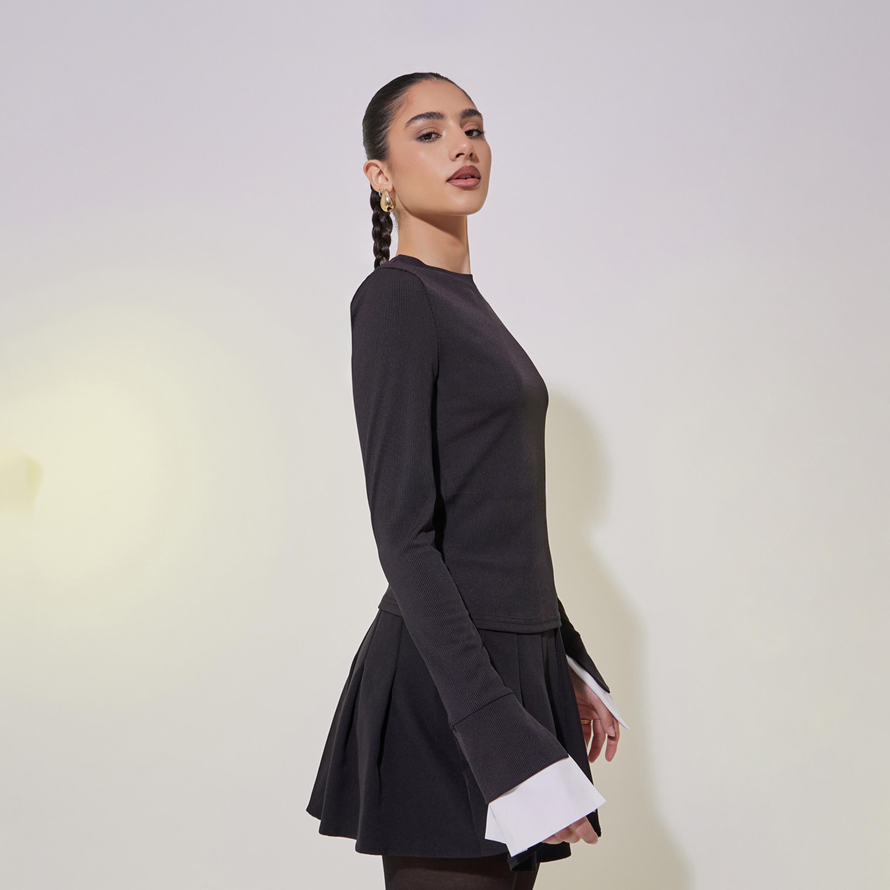 Take Two Ribbed Contrast Trim Knit Top-women-clothing-shirtsandblouses-blouses-image-1