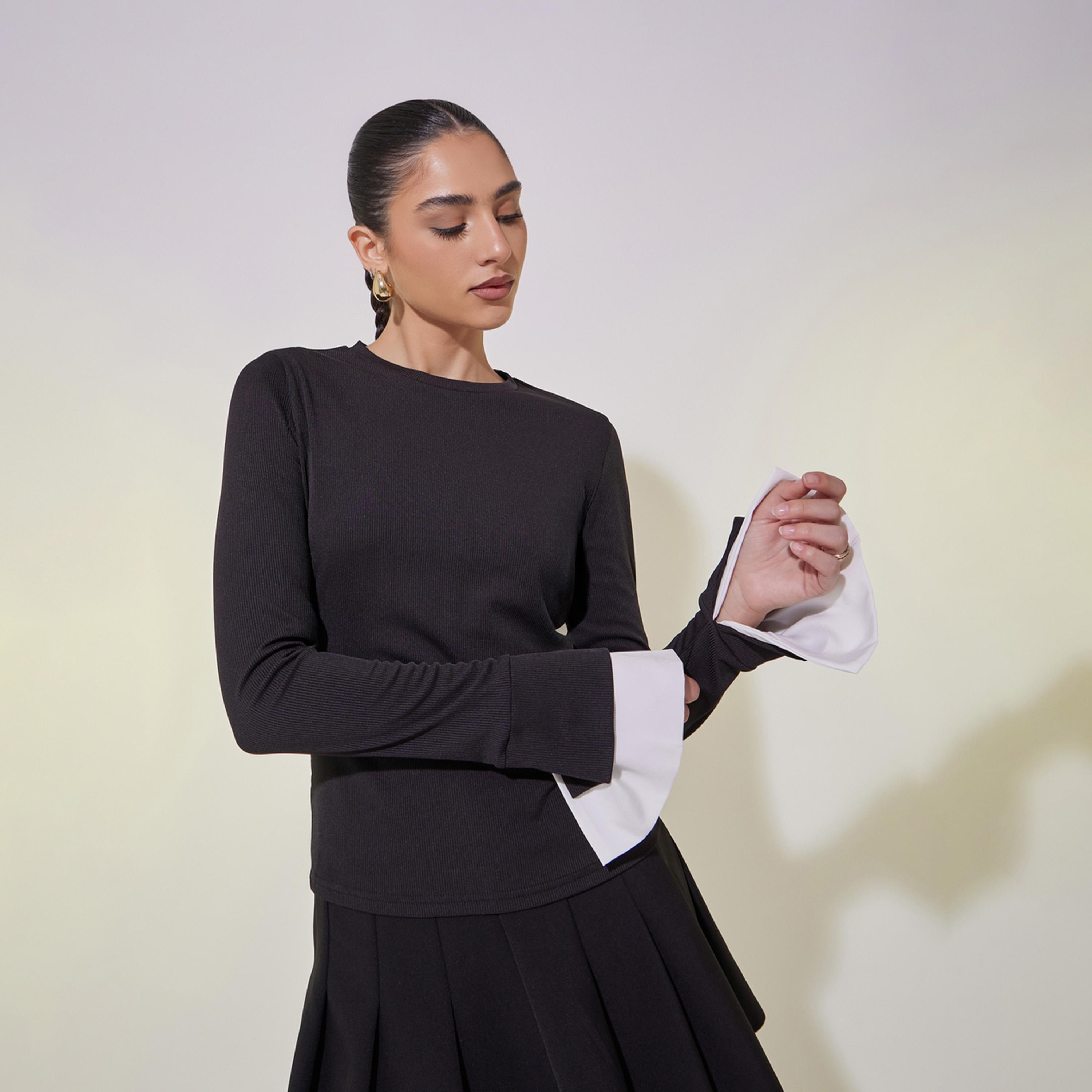 Take Two Ribbed Contrast Trim Knit Top-women-clothing-shirtsandblouses-blouses-image-3
