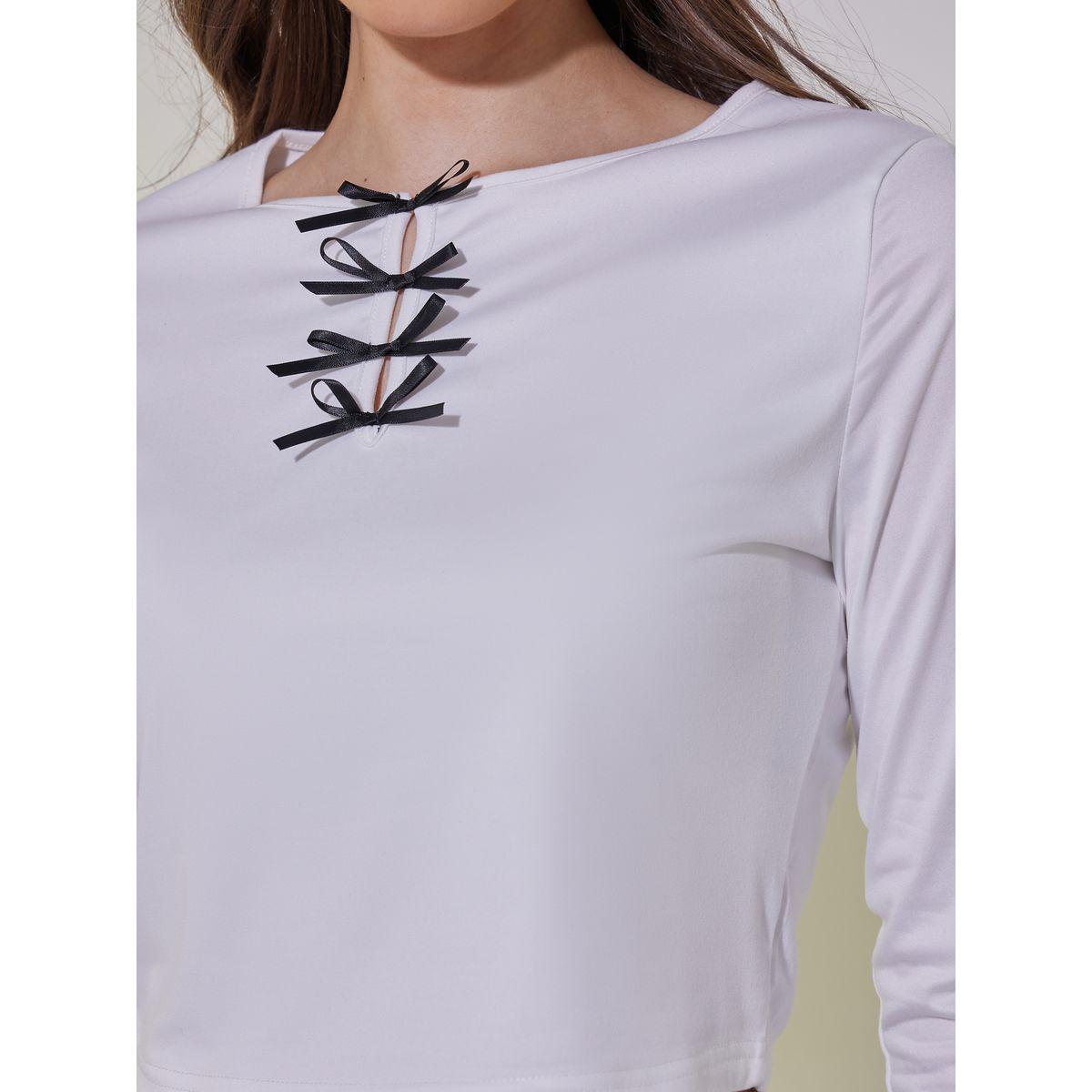 Solid Bow Detail Crop Top-women-clothing-tshirts-image-5