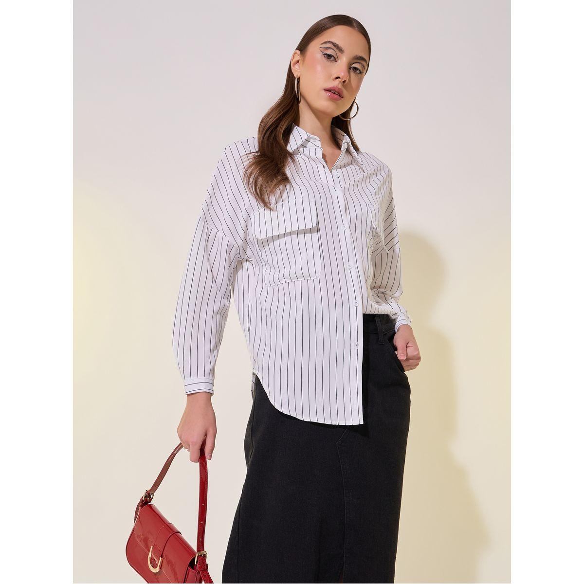 Oversized Striped Collared Shirt-women-clothing-shirtsandblouses-shirts-image-1