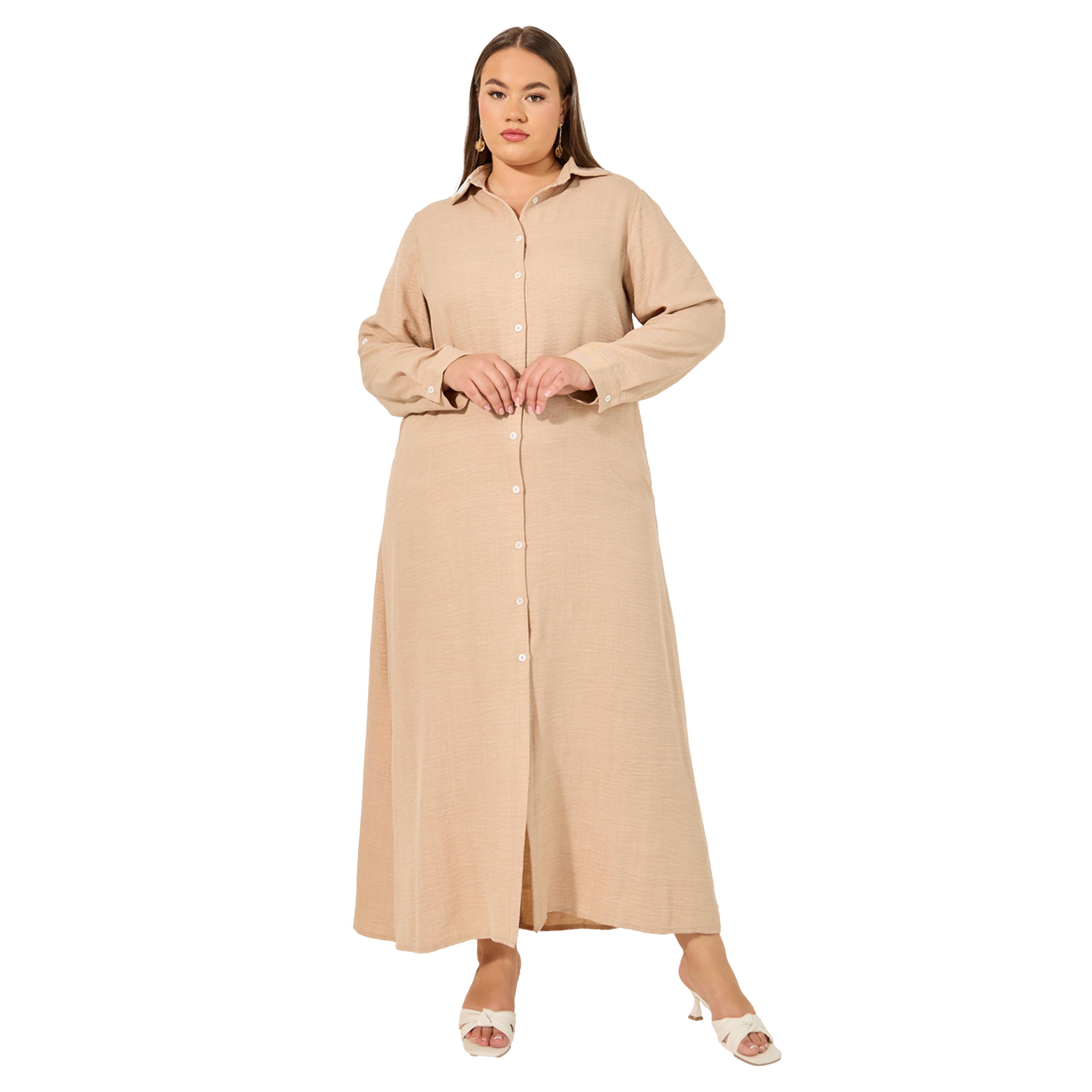 ستايلي - فستان ماكسي بأكمام مطوية ومقاس كبير-women-clothing-dresses-image-2