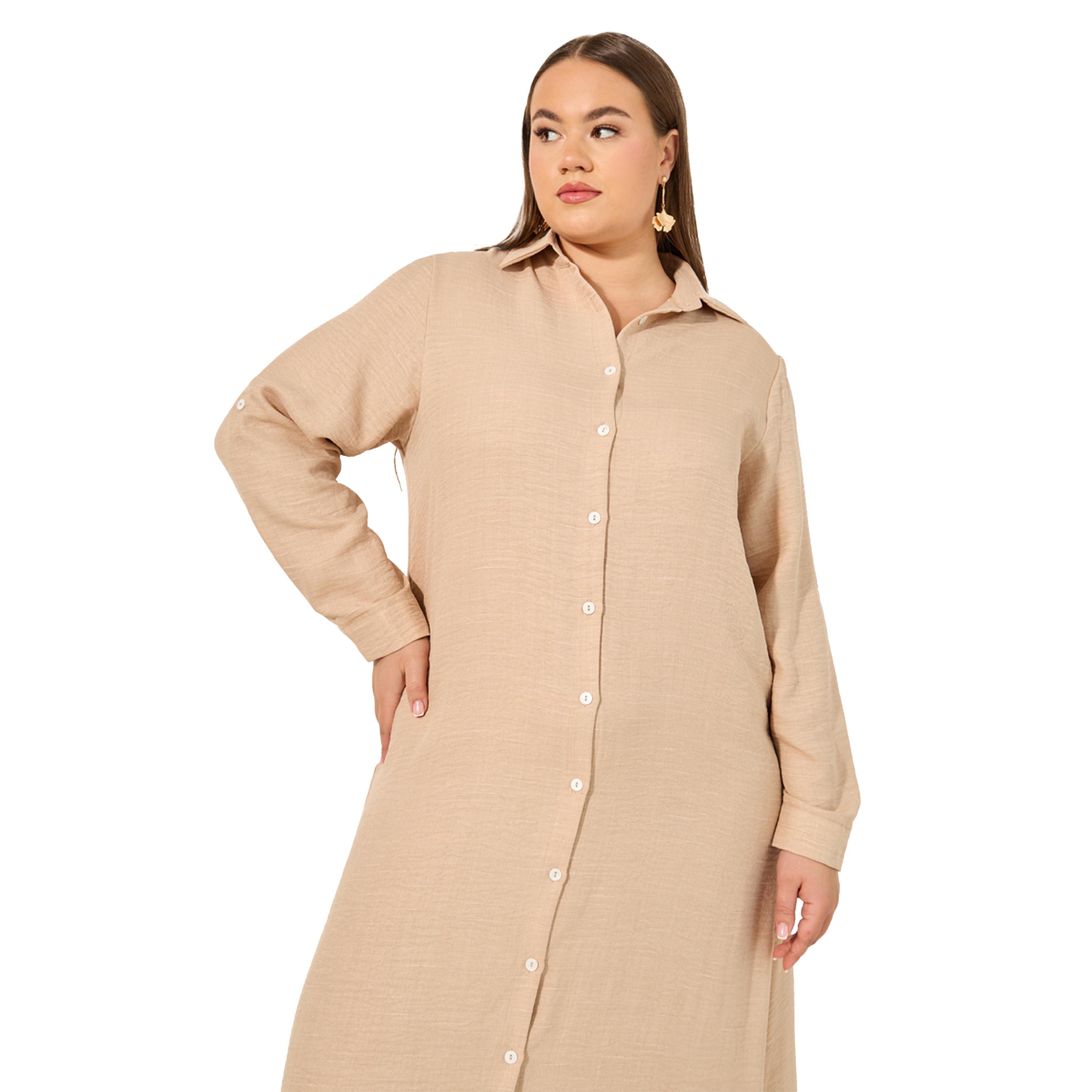 ستايلي - فستان ماكسي بأكمام مطوية ومقاس كبير-women-clothing-dresses-image-3