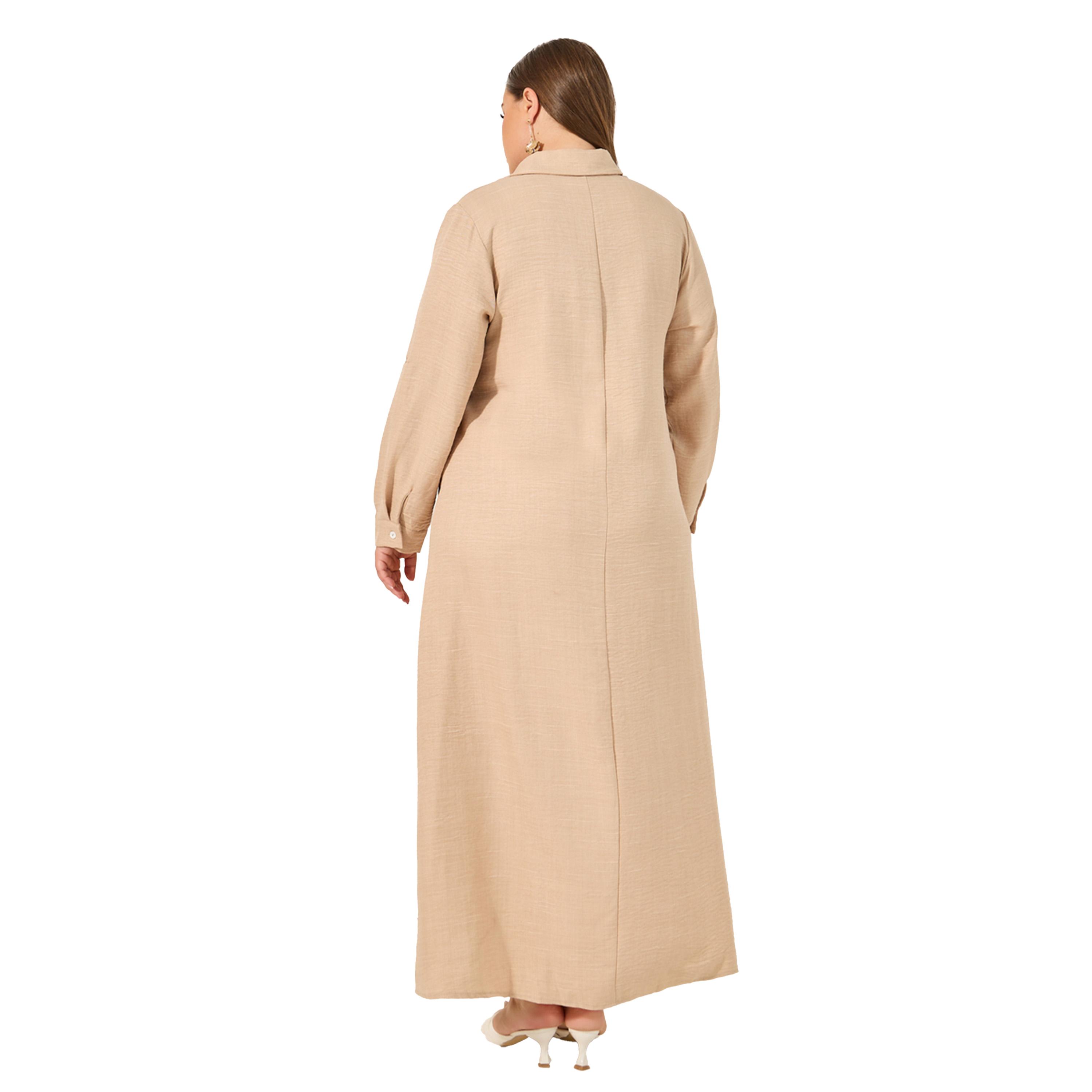 ستايلي - فستان ماكسي بأكمام مطوية ومقاس كبير-women-clothing-dresses-image-5