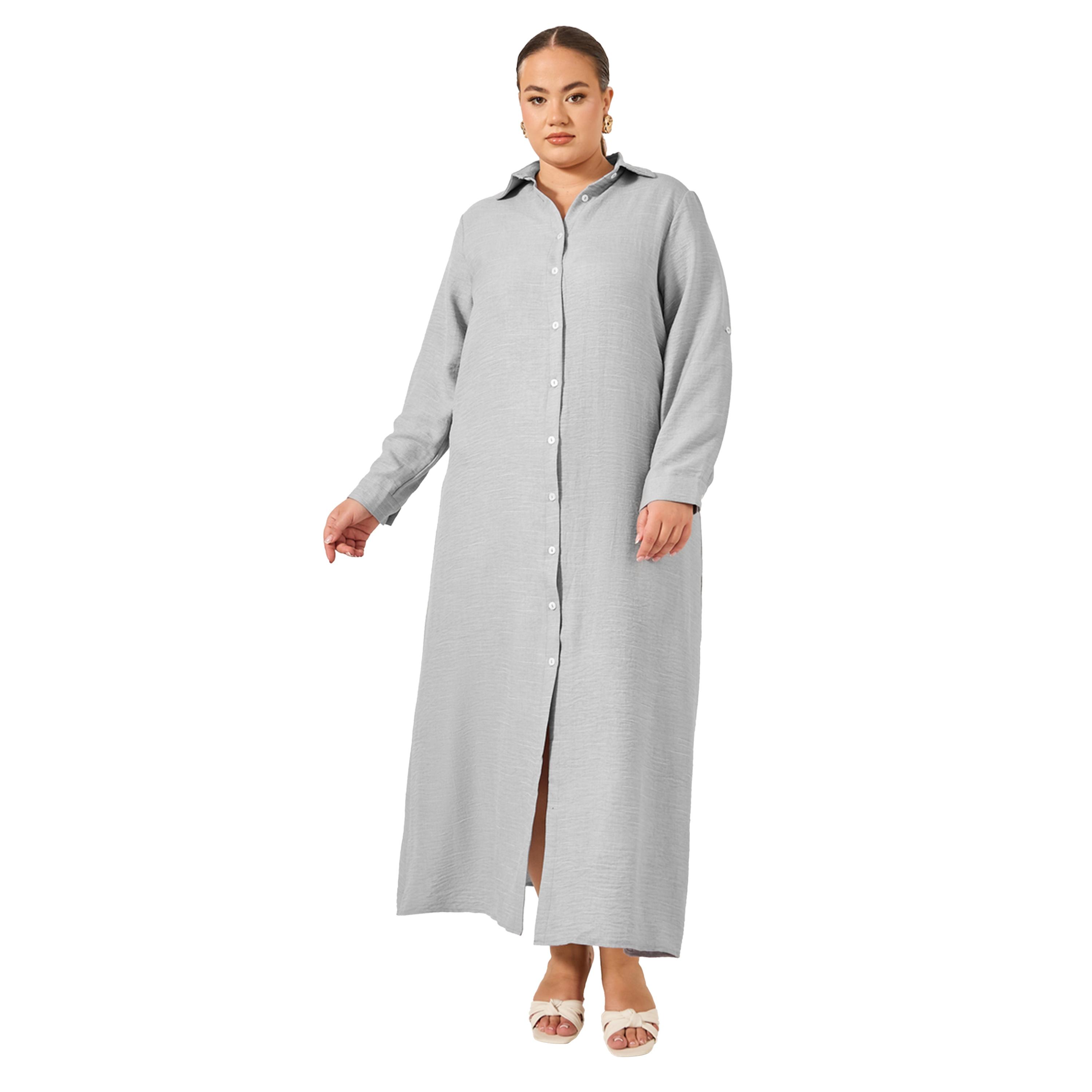Styli Plus Size Roll-Up Sleeves Shirt Maxi Dress-women-clothing-dresses-image-2