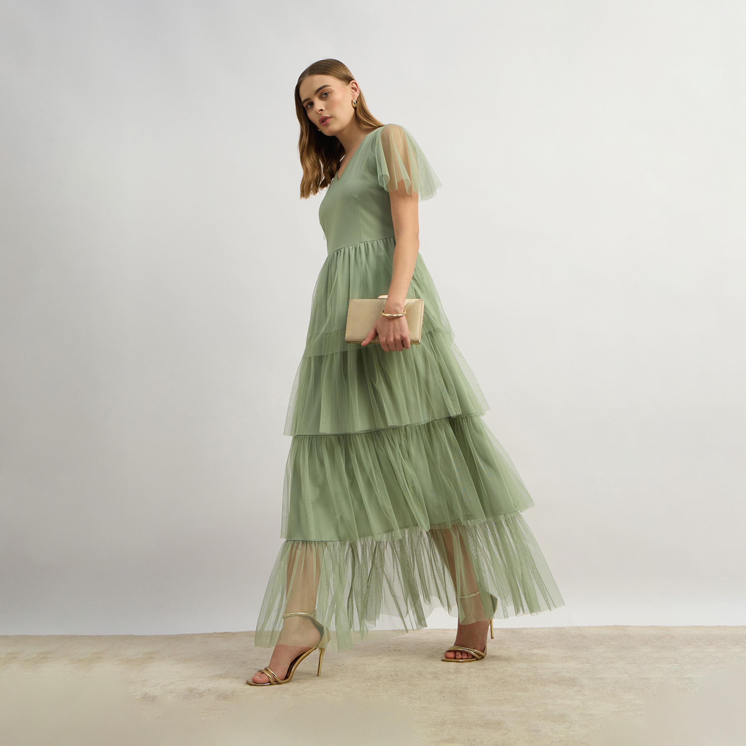 ستايلي - فستان سيب سيب هوراي ذو الرقبة المربعة وقصة A مع حافة سلسلة-women-clothing-dresses-image-1