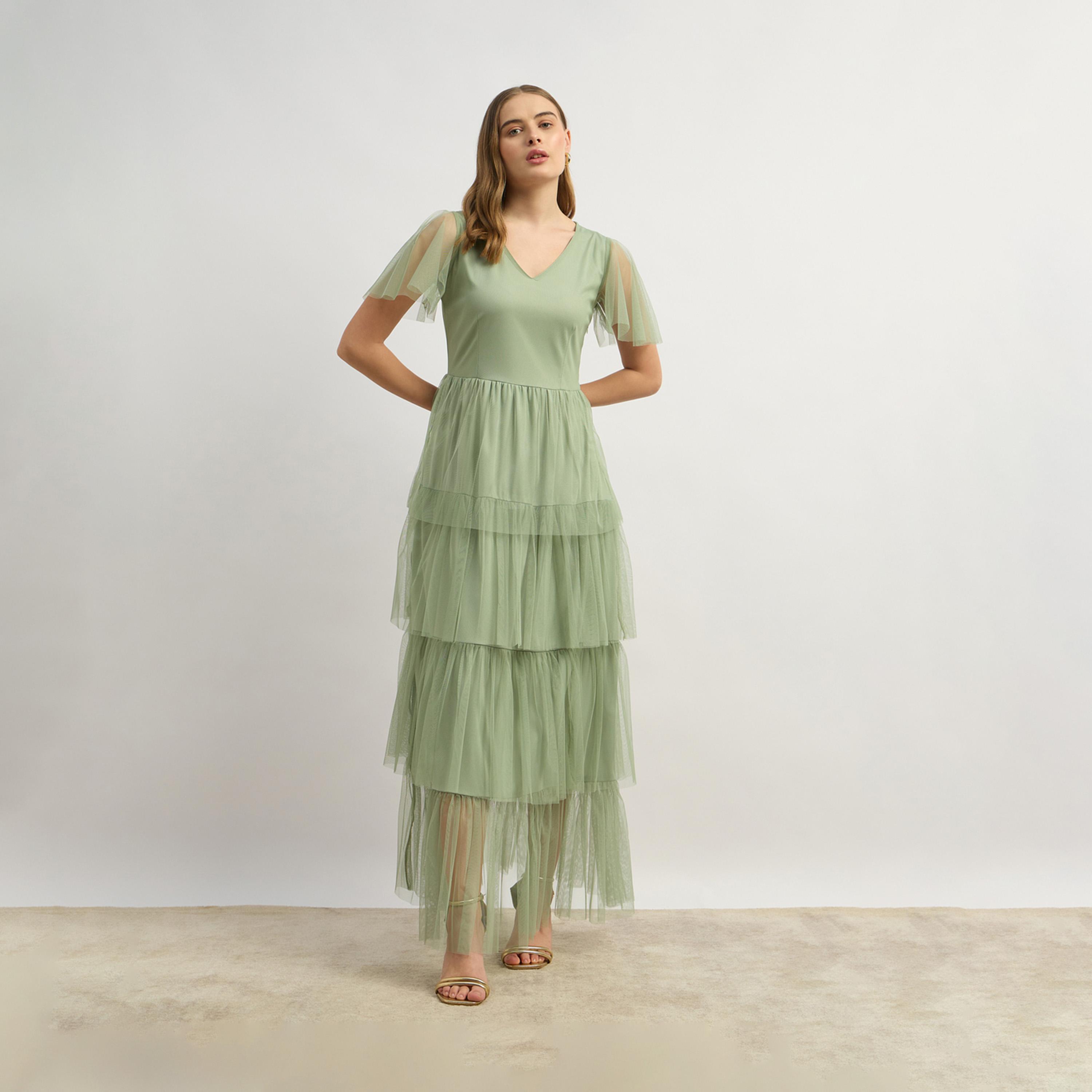 Styli Sip Sip Hooray Square Neck A-Line Dress With Chain Trim-women-clothing-dresses-image-2